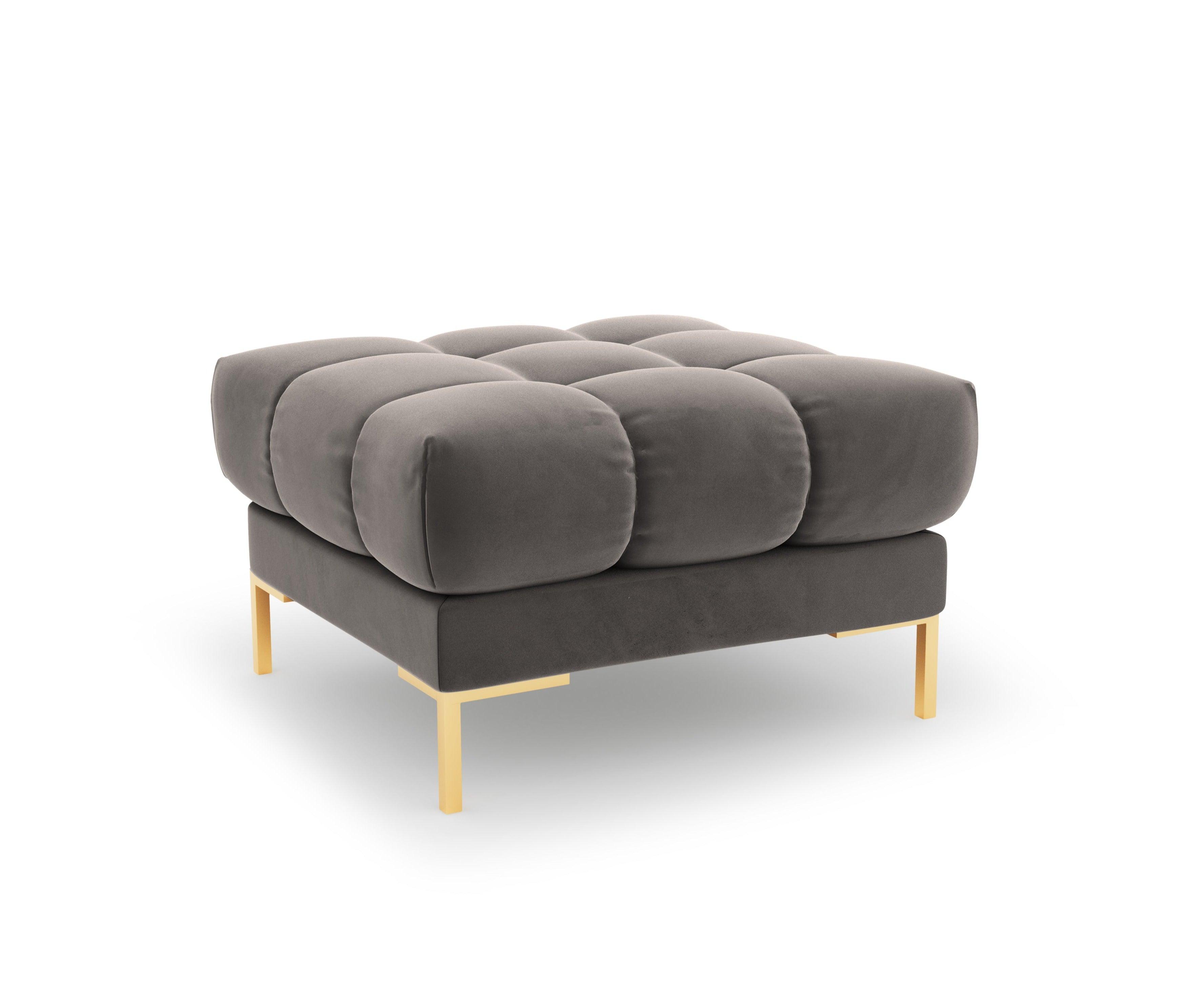 Puf aksamitny BALI jasnoszary ze złotą podstawą Cosmopolitan Design Eye on Design