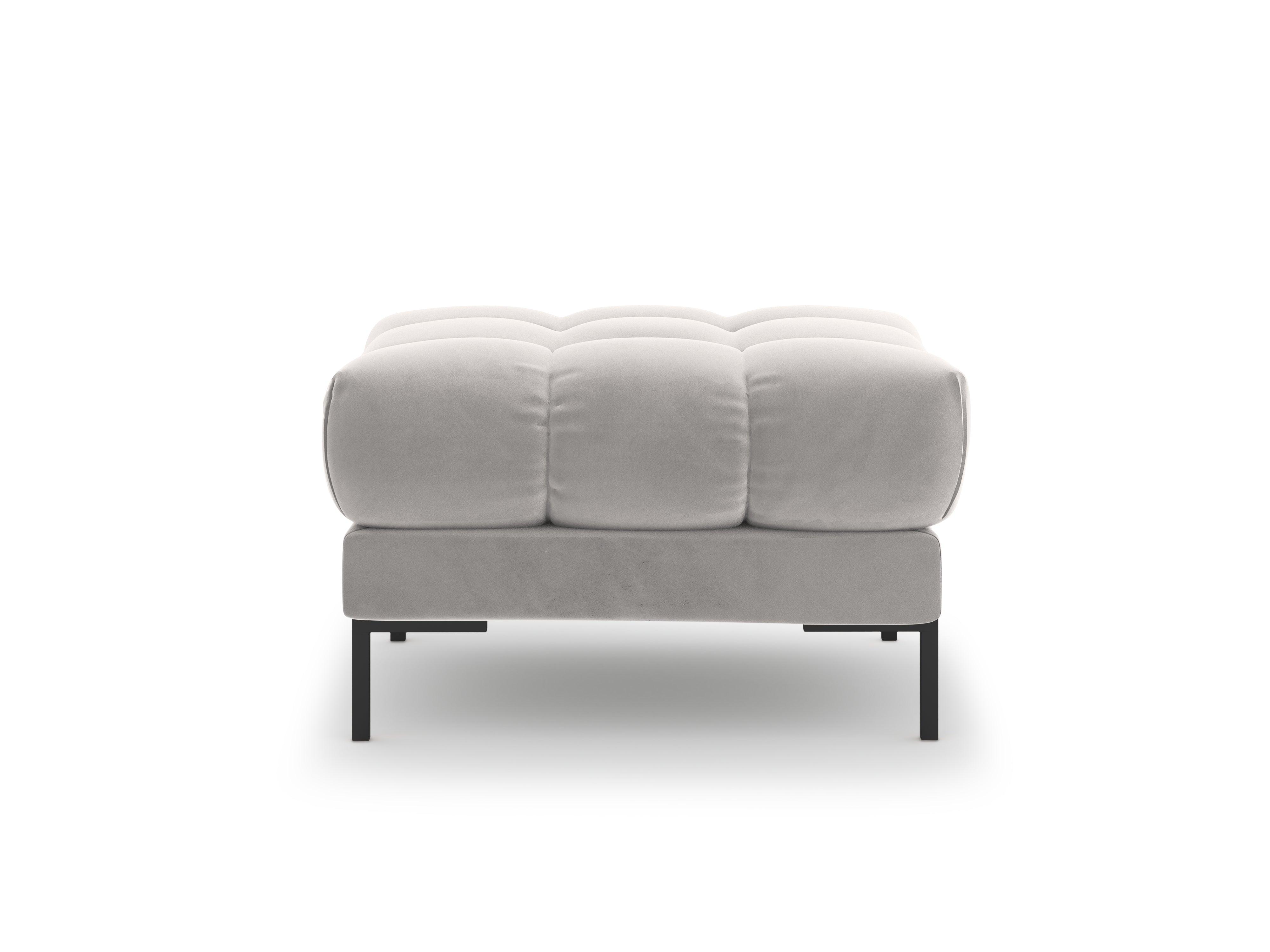 Puf aksamitny BALI srebrny z czarną podstawą Cosmopolitan Design Eye on Design