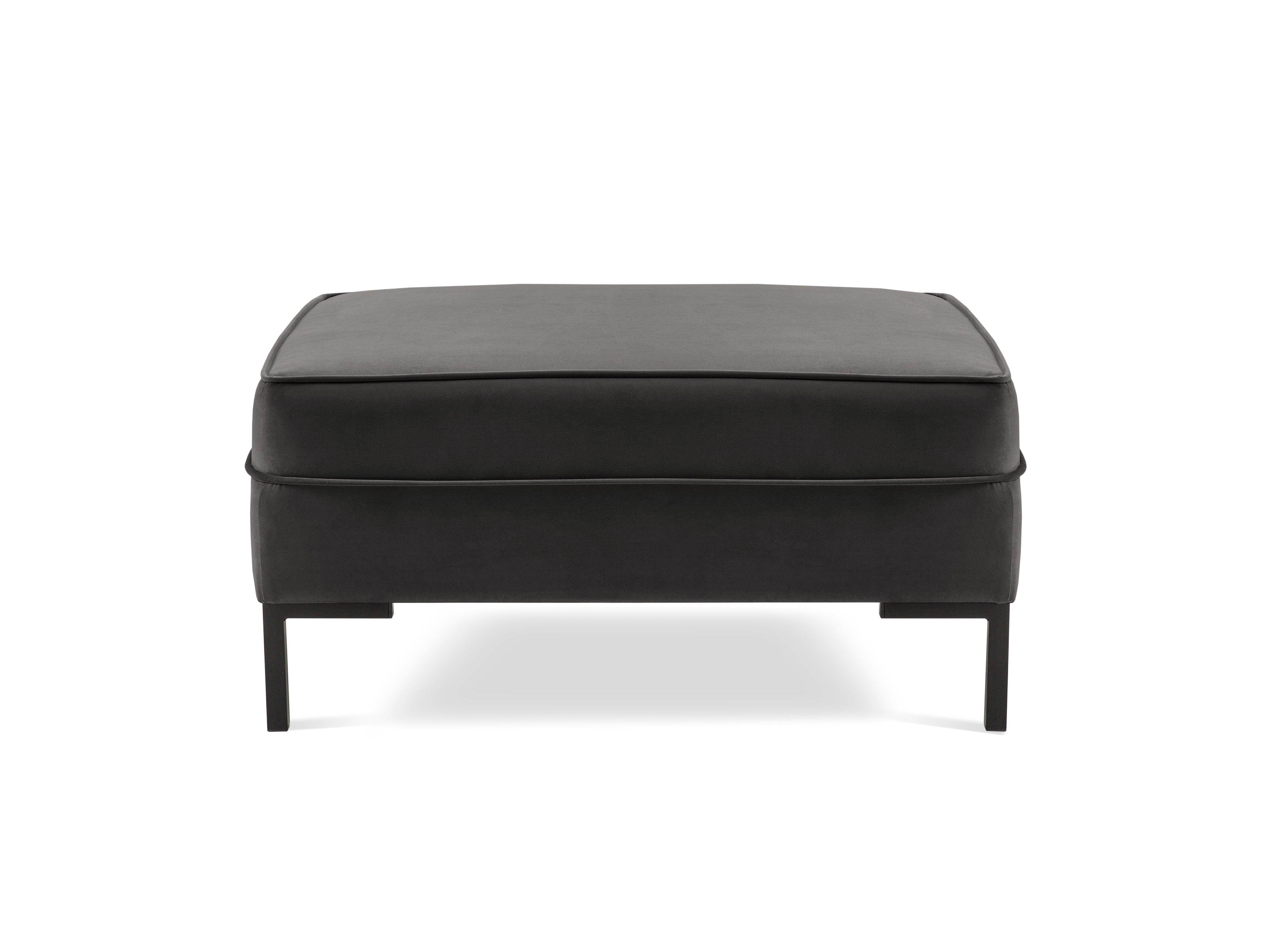 Puf aksamitny LUIS ciemnoszary z czarną podstawą Milo Casa Eye on Design