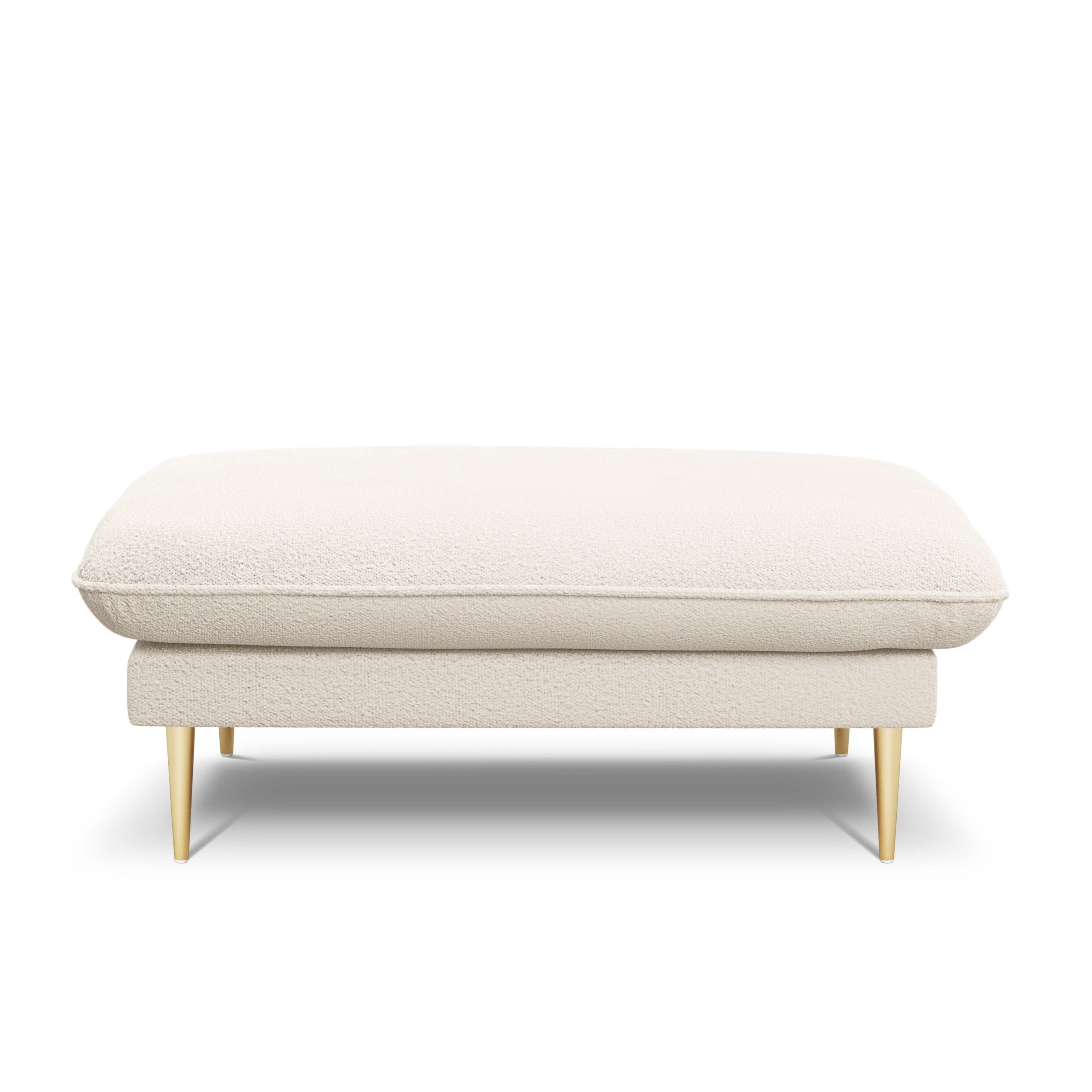 Puf w tkaninie boucle VIENNA beżowy ze złotą podstawą Cosmopolitan Design Eye on Design