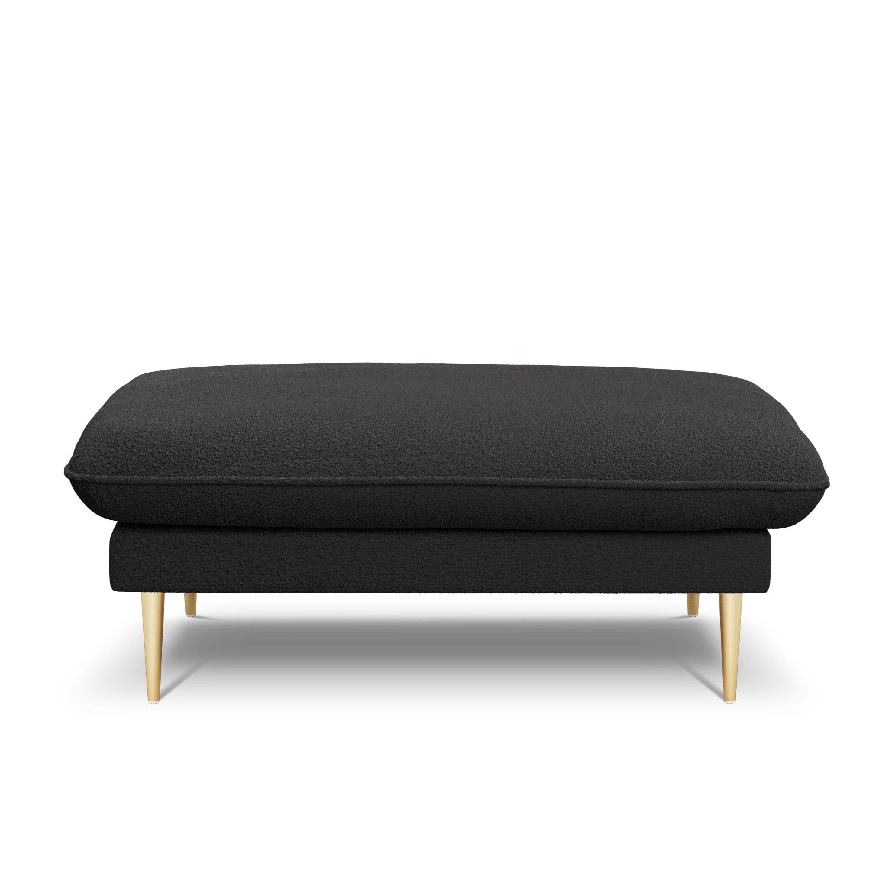Puf w tkaninie boucle VIENNA czarny ze złotą podstawą Cosmopolitan Design Eye on Design