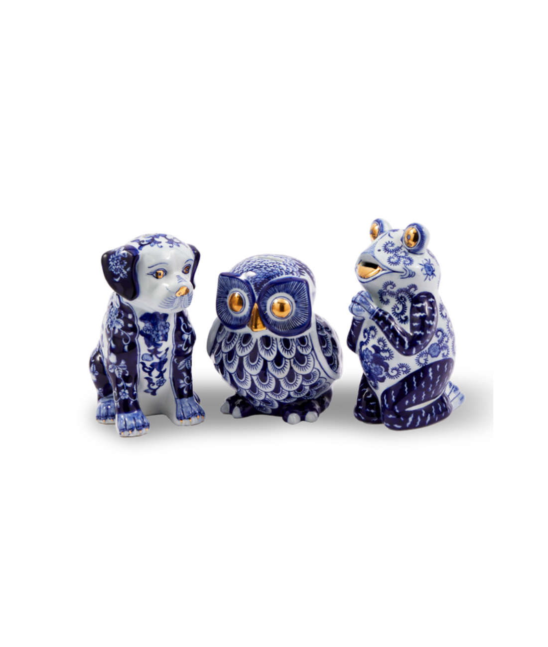 Dark Blue Porcelain Owl Piggy Bank