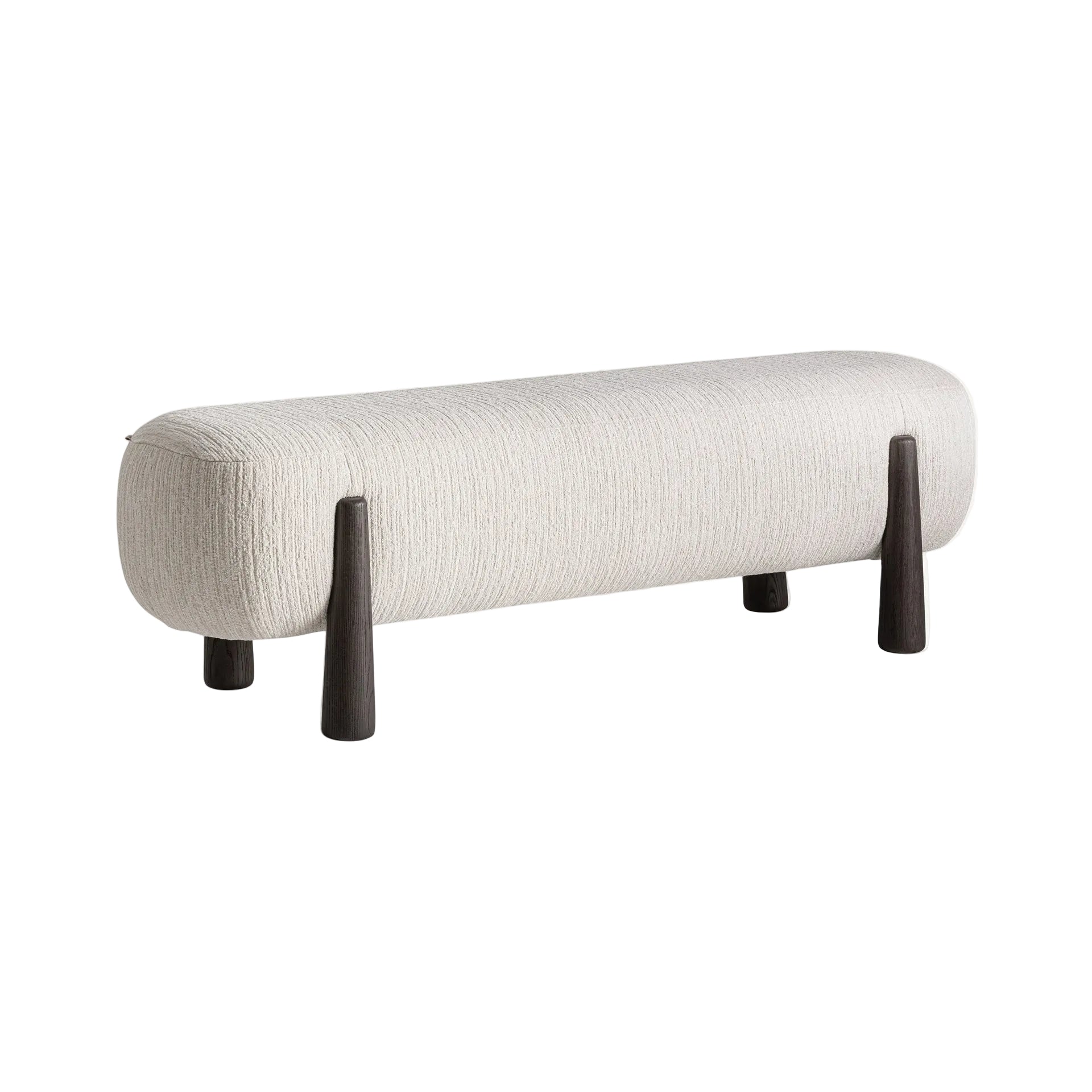 DAVOS Bench White Chenille with Dark Pine Base