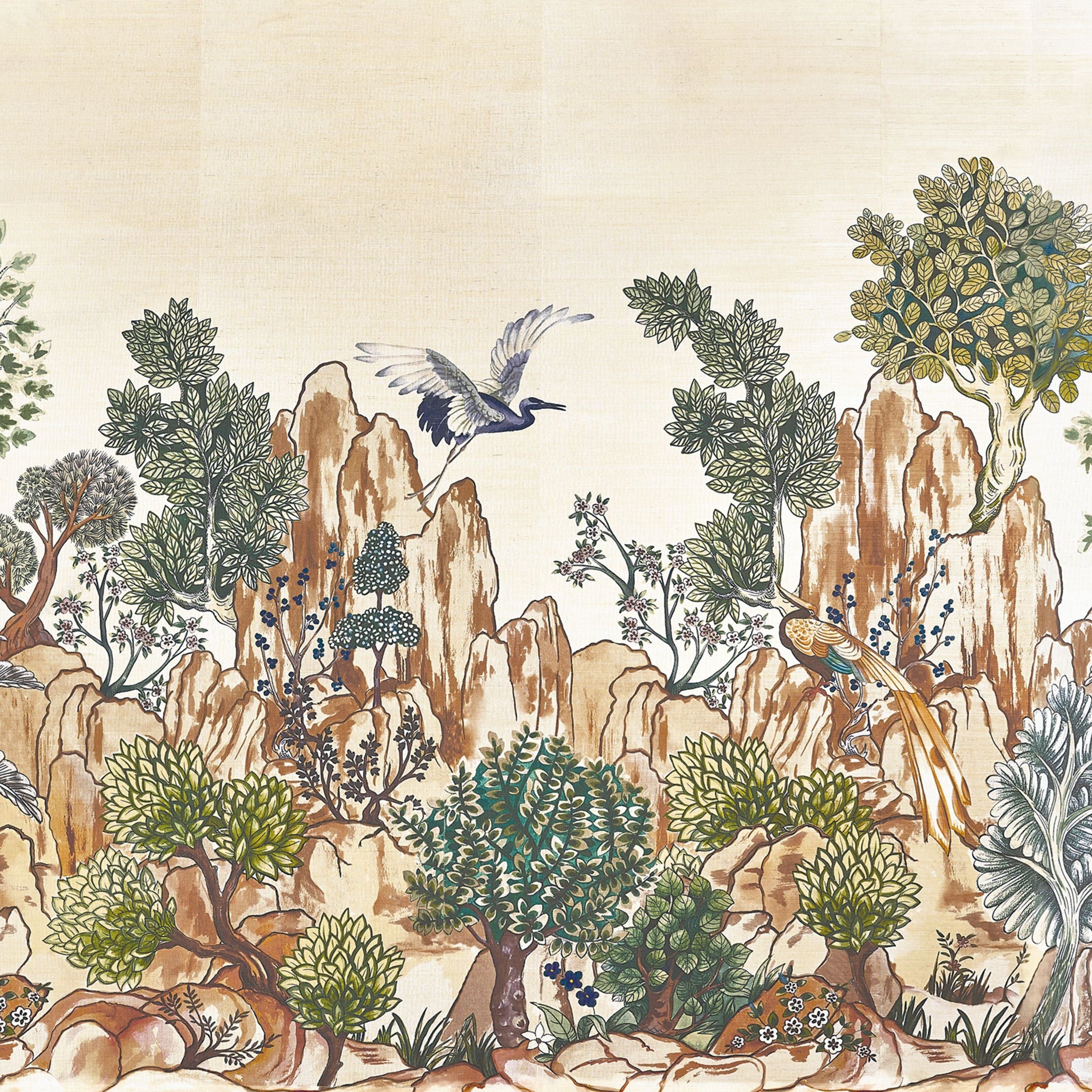 Beige mural with a plant landscape HANG MUA