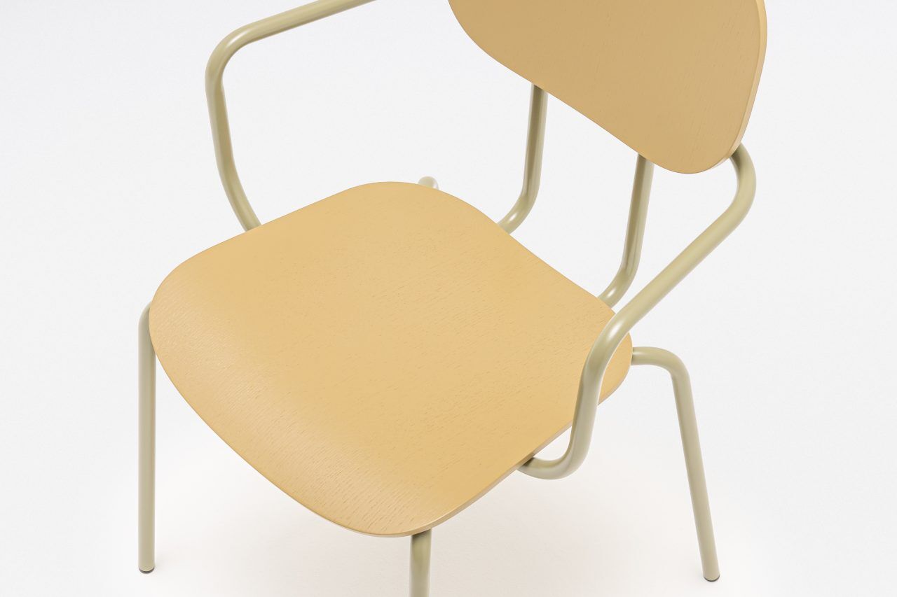Krzesło biurowe z zagłówkiem NEW SCHOOL ceglasta podstawa – .mdd