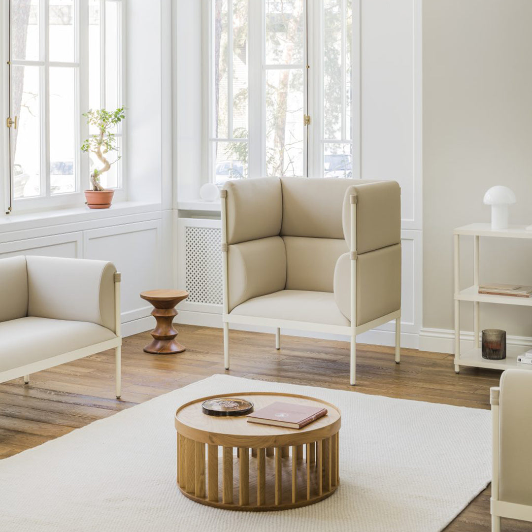 High armchair upholstered stilt