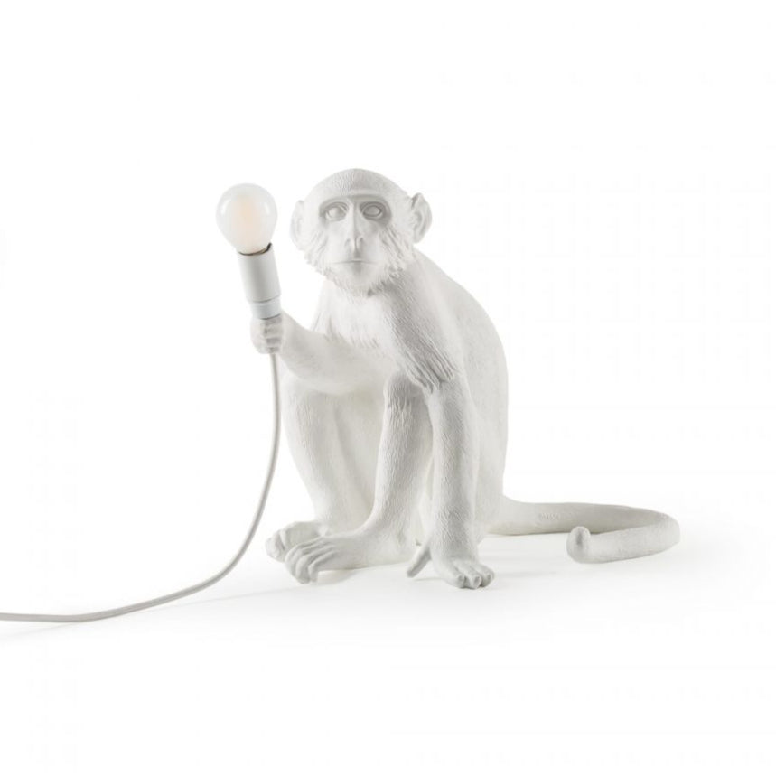 Stolná lampa MONKEY SITTING biela