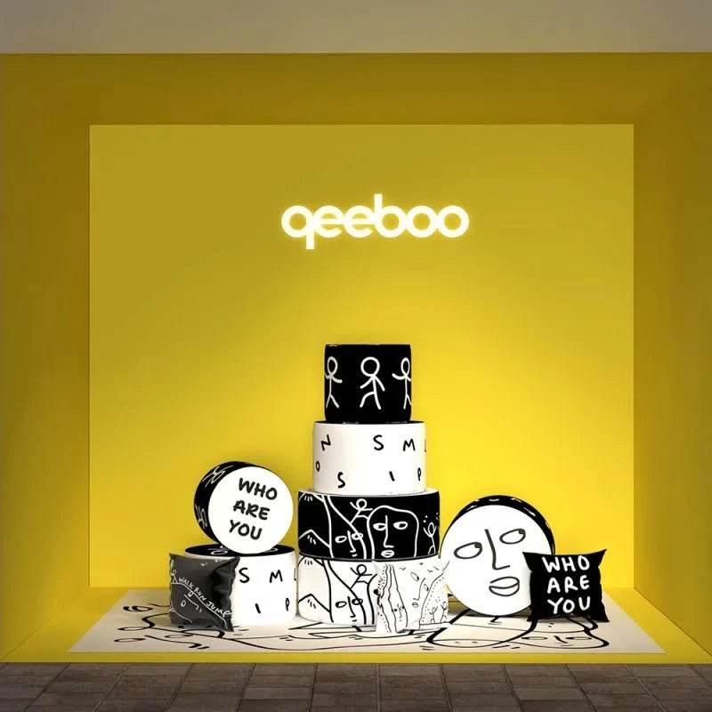 Puf DAWN čierno-biely