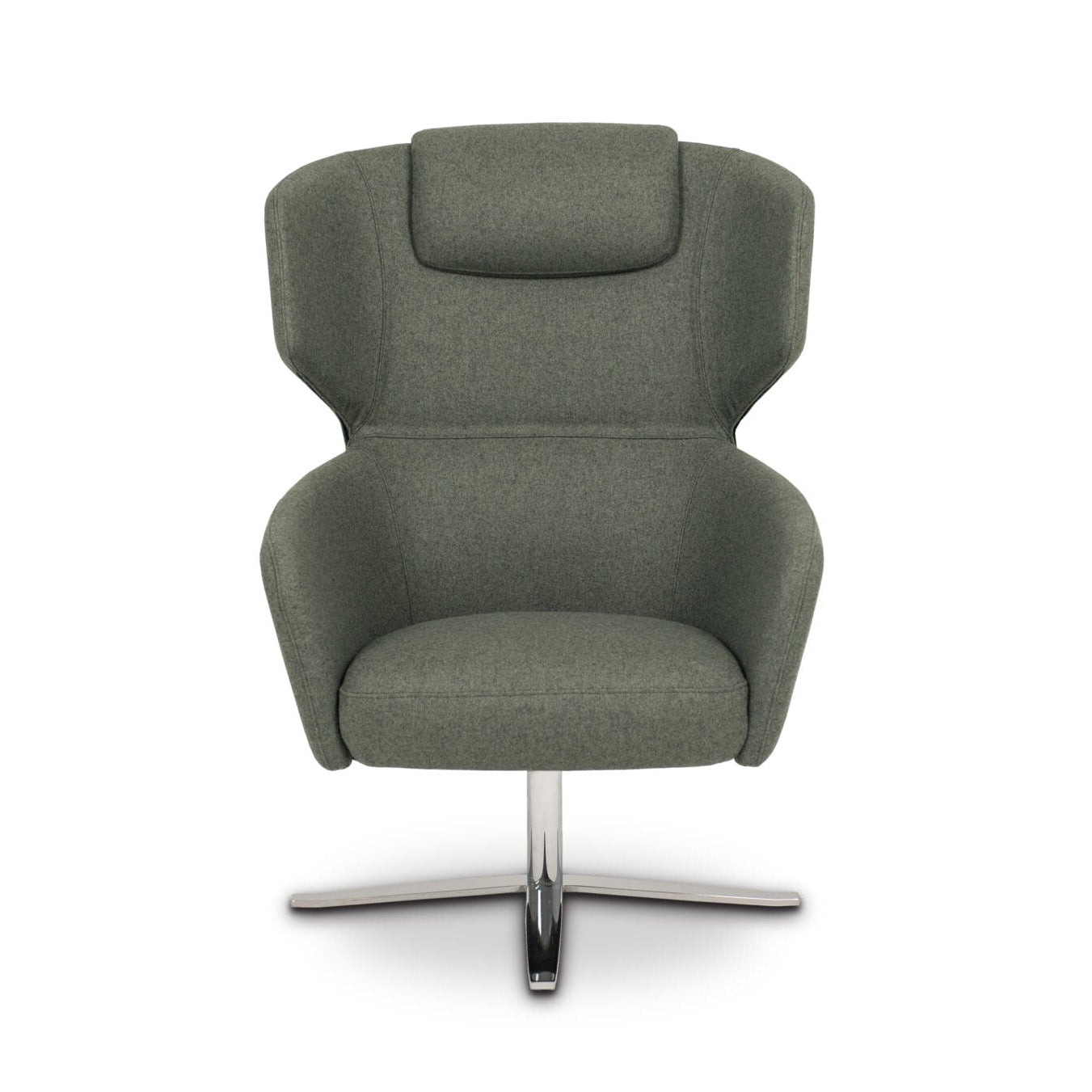 SLOT upholstered swivel armchair with metal base