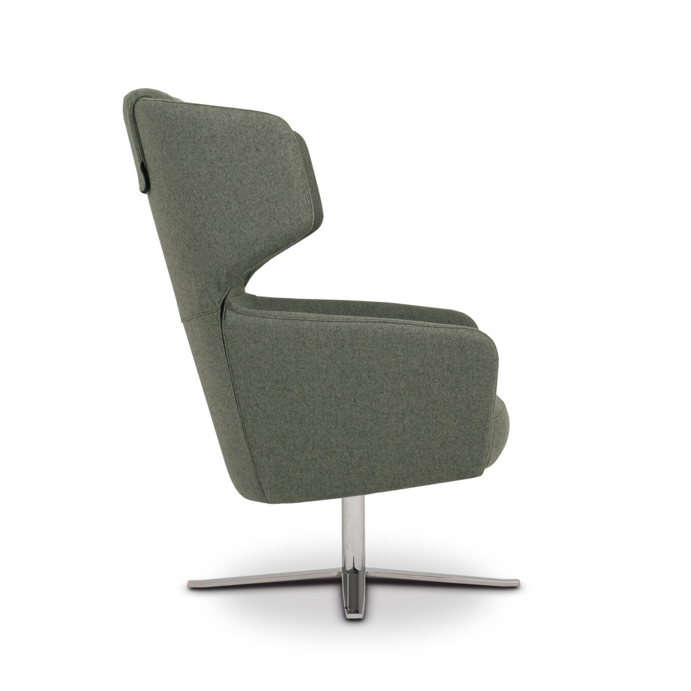 SLOT upholstered swivel armchair with metal base