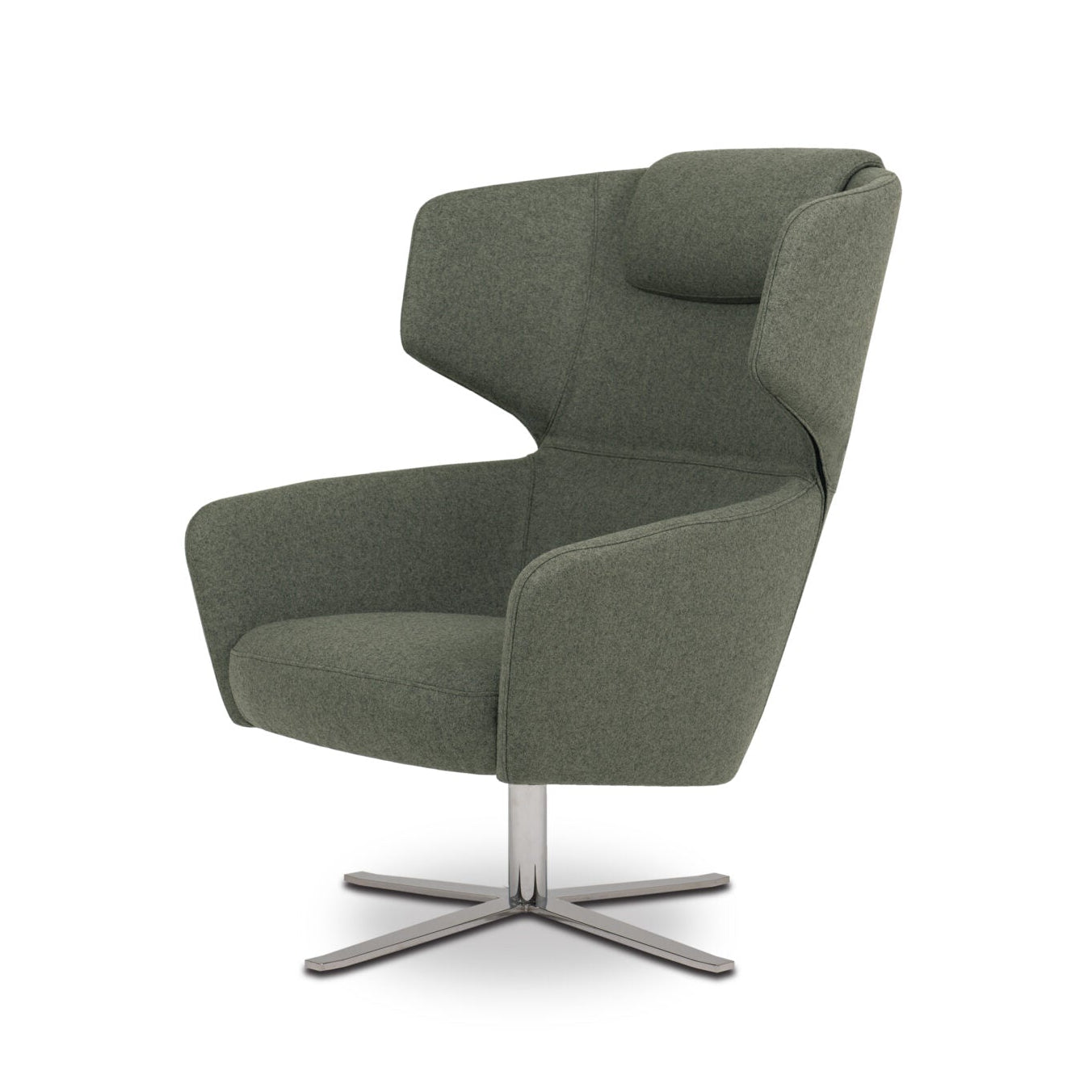 SLOT upholstered swivel armchair with metal base