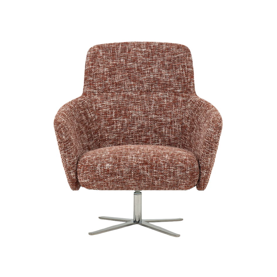 SLOT LOW swivel armchair upholstered with a metal base
