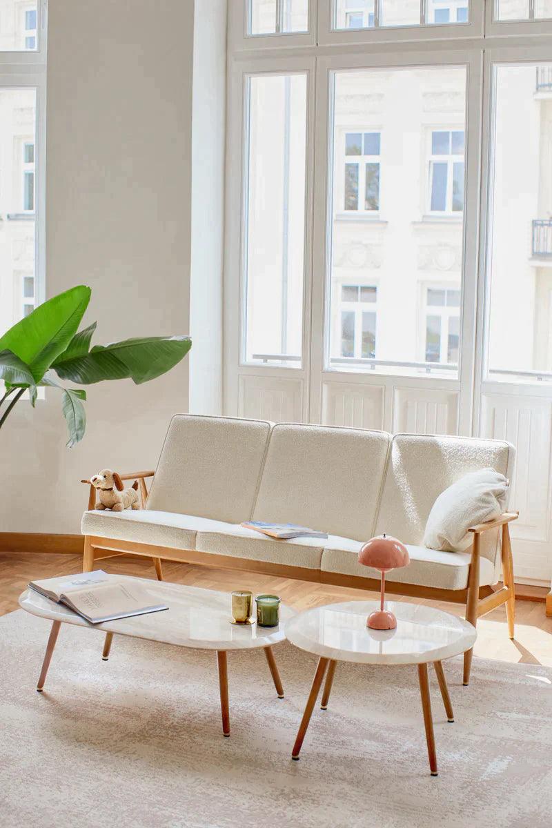 Sofa 3-osobowa dzielona FOX żółty w tkaninie Shine Velvet Mustard 366 concept Eye on Design