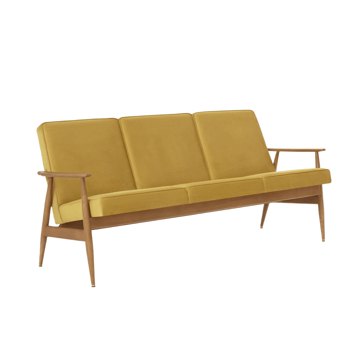 Sofa 3-osobowa dzielona FOX żółty w tkaninie Shine Velvet Mustard 366 concept Jesion-02 Eye on Design