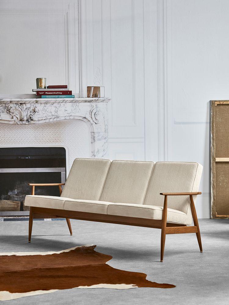 Sofa 3-osobowa dzielona FOX żółty w tkaninie Shine Velvet Mustard 366 concept Eye on Design