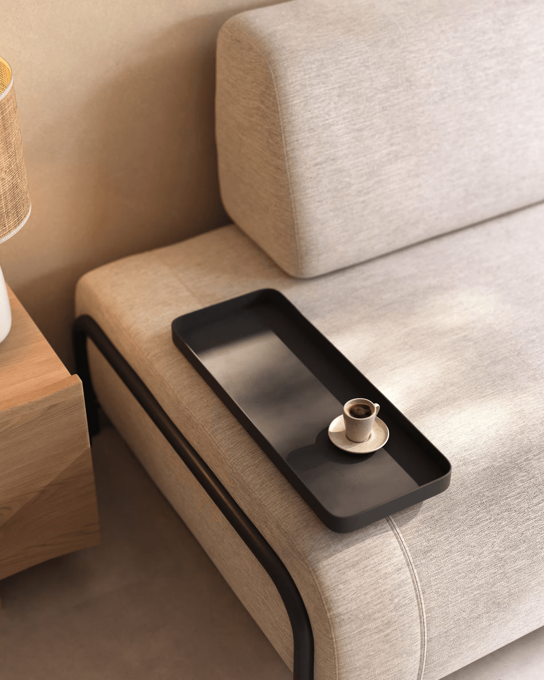 Sofa 3-osobowa modułowa z małą tacką COMPO beżowy La Forma Eye on Design