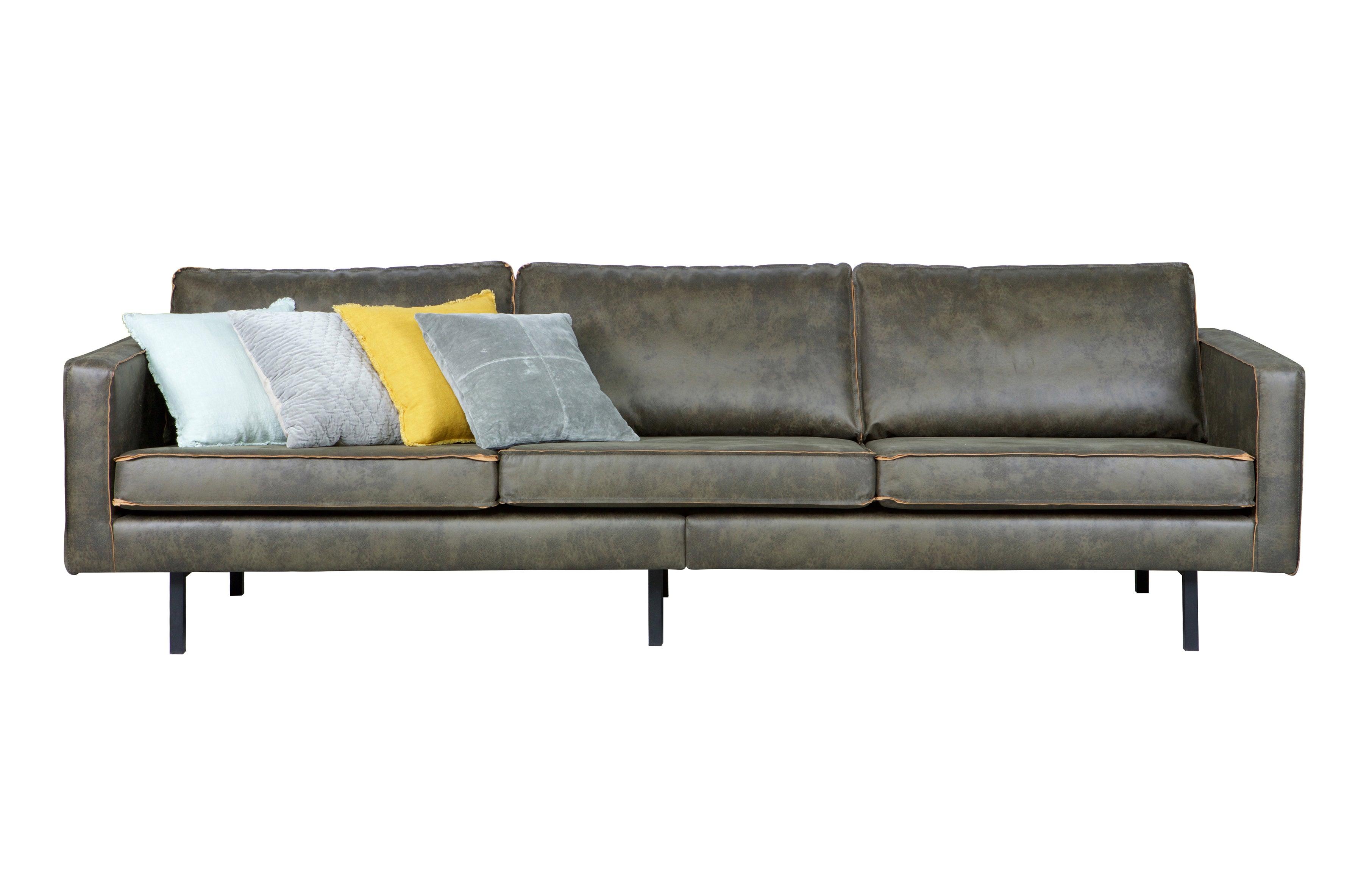 Sofa 3-osobowa skórzana RODEO wojskowa zieleń Be Pure Eye on Design
