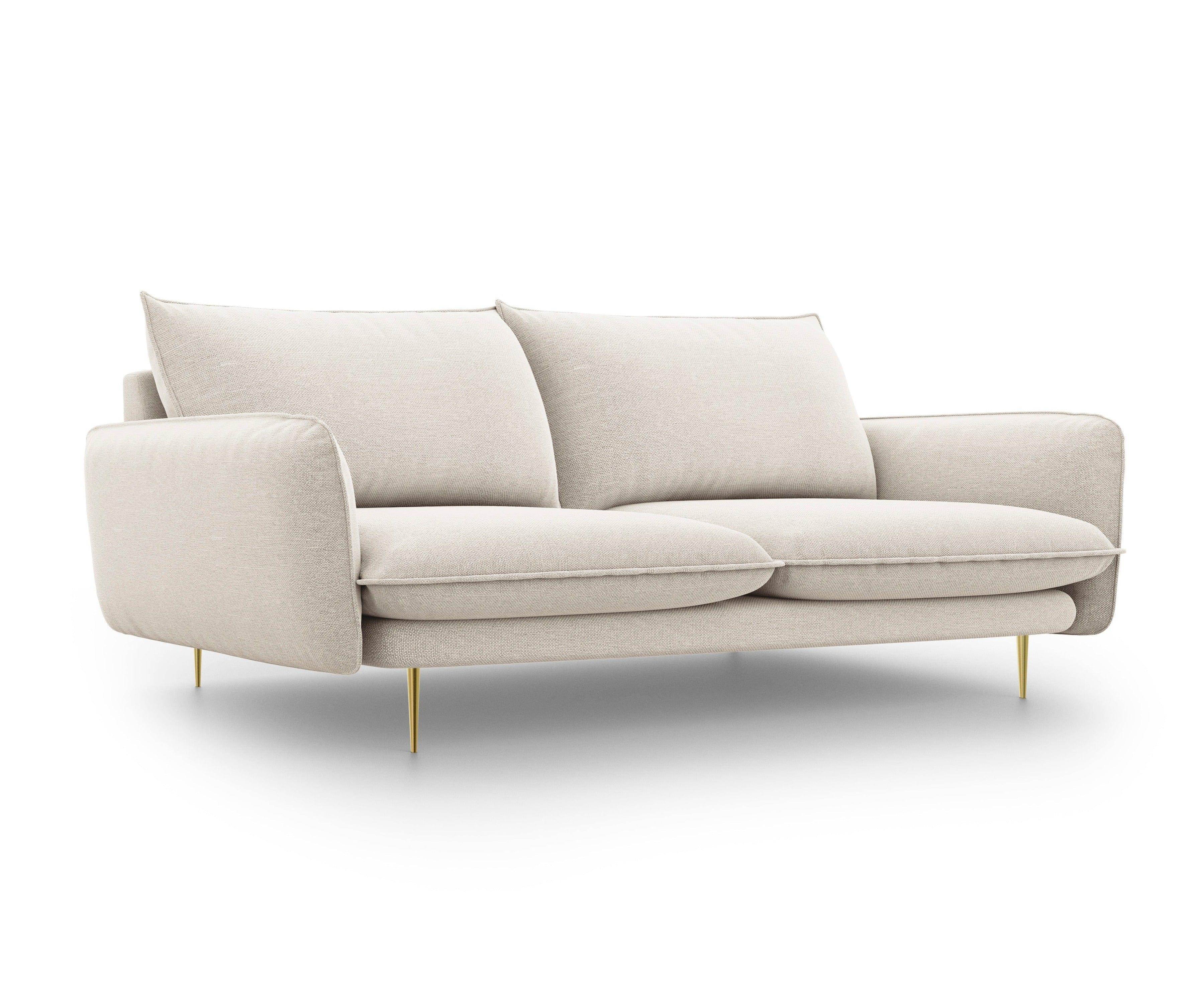 Sofa 3-osobowa VIENNA piaskowy ze złotą podstawą Cosmopolitan Design Eye on Design