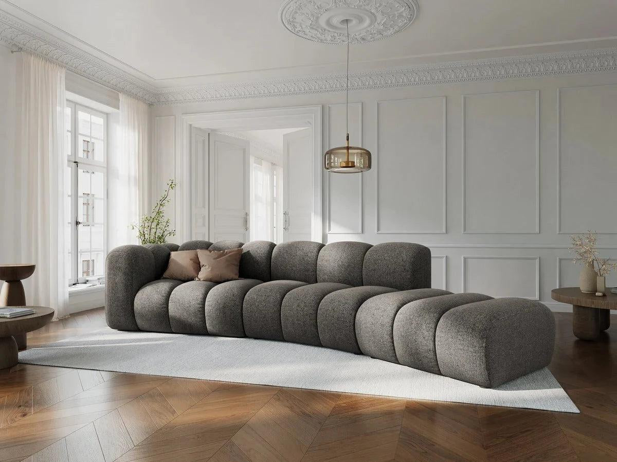 5-seater right-facing sofa LUPINE gray chenille