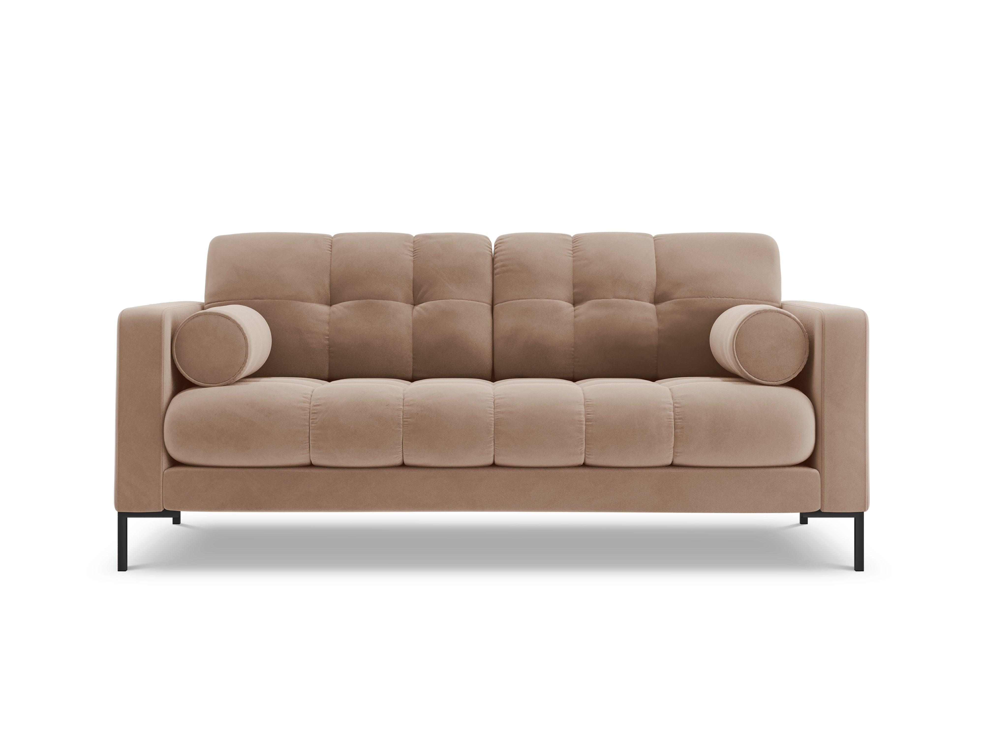 Sofa aksamitna 2-osobowa BALI beżowy z czarną podstawą Cosmopolitan Design Eye on Design