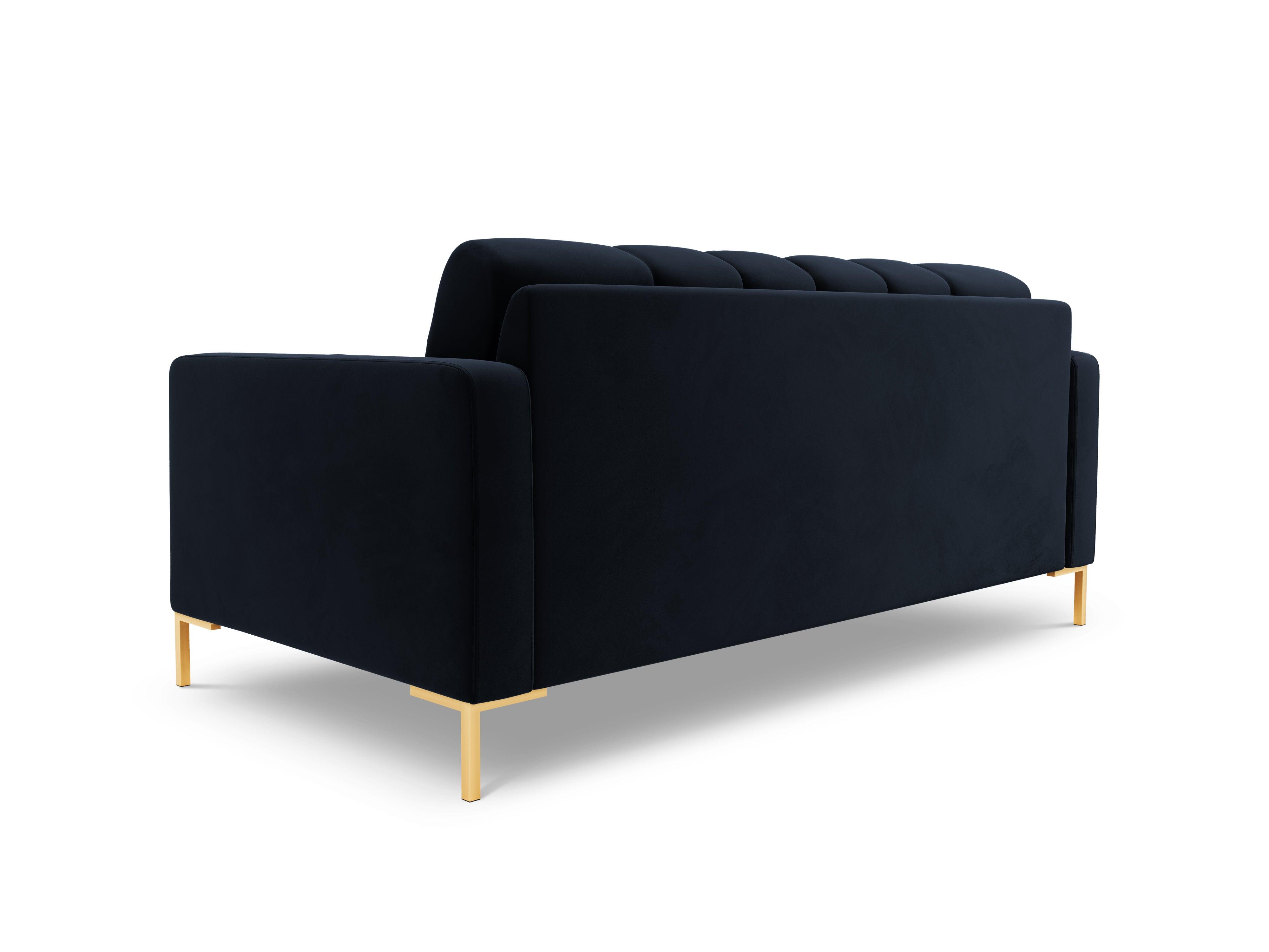 Sofa aksamitna 2-osobowa BALI ciemnoniebieski ze złotą podstawą Cosmopolitan Design Eye on Design