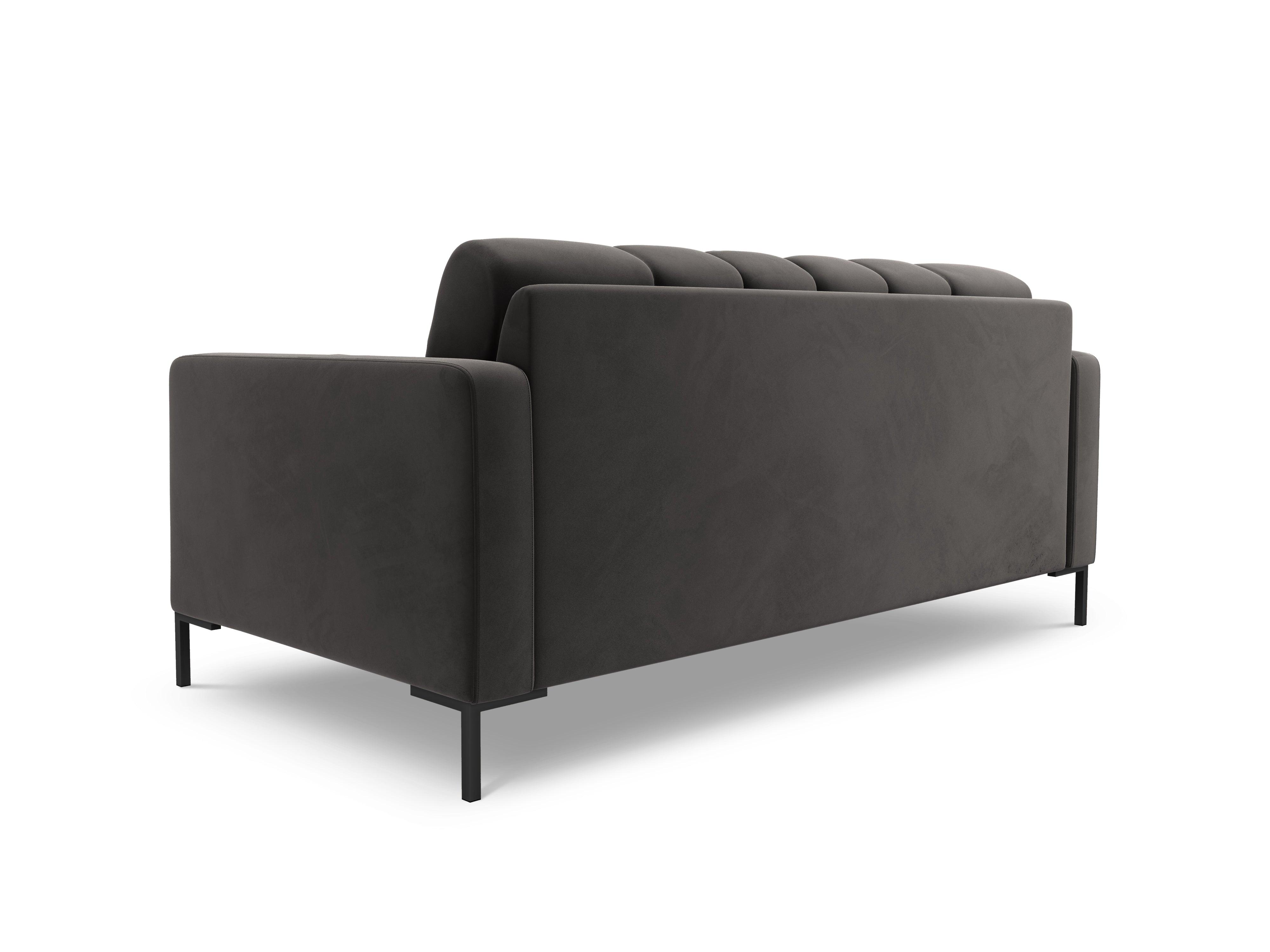 Sofa aksamitna 2-osobowa BALI ciemnoszary z czarną podstawą Cosmopolitan Design Eye on Design