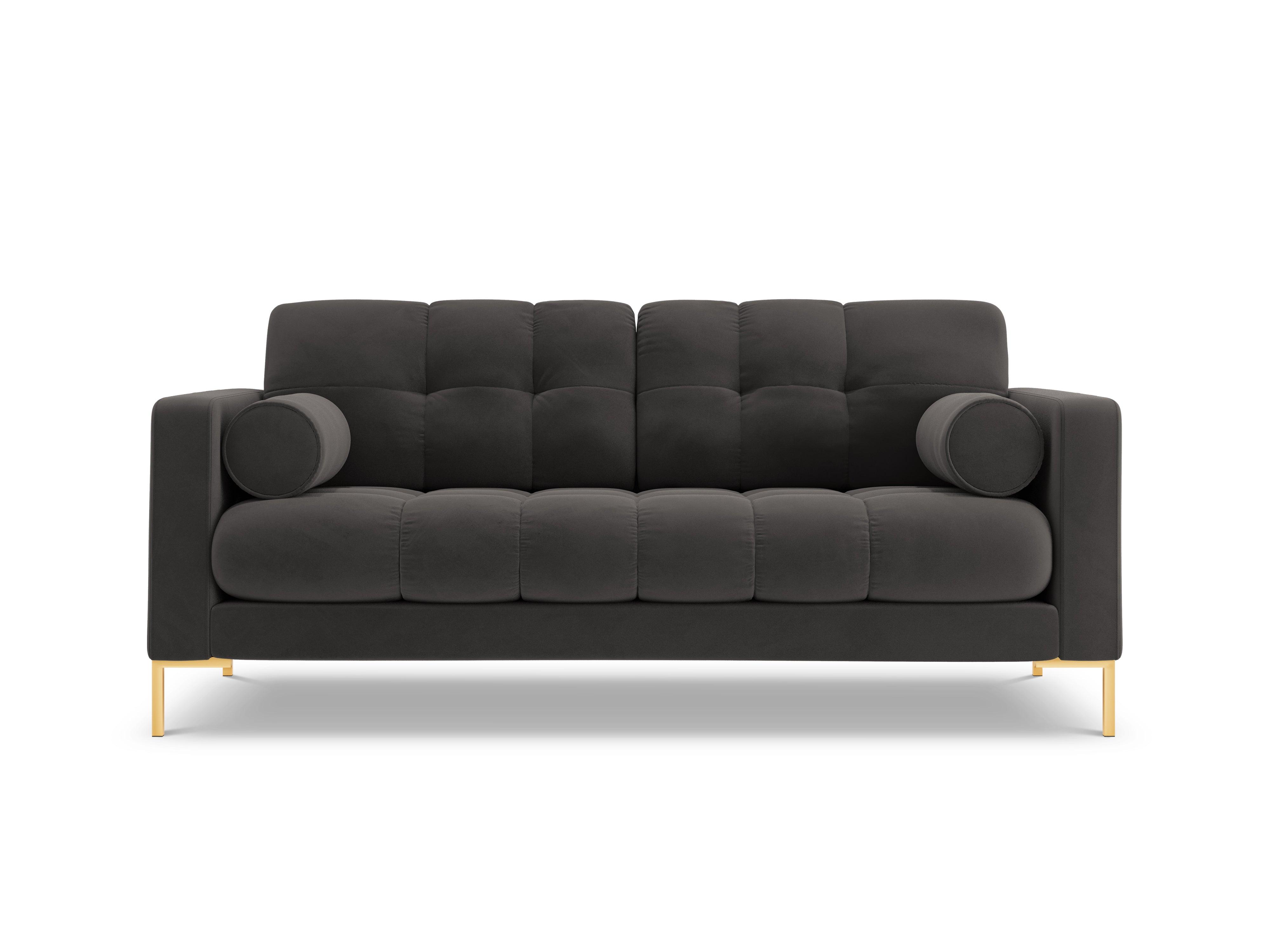 Sofa aksamitna 2-osobowa BALI ciemnoszary ze złotą podstawą Cosmopolitan Design Eye on Design