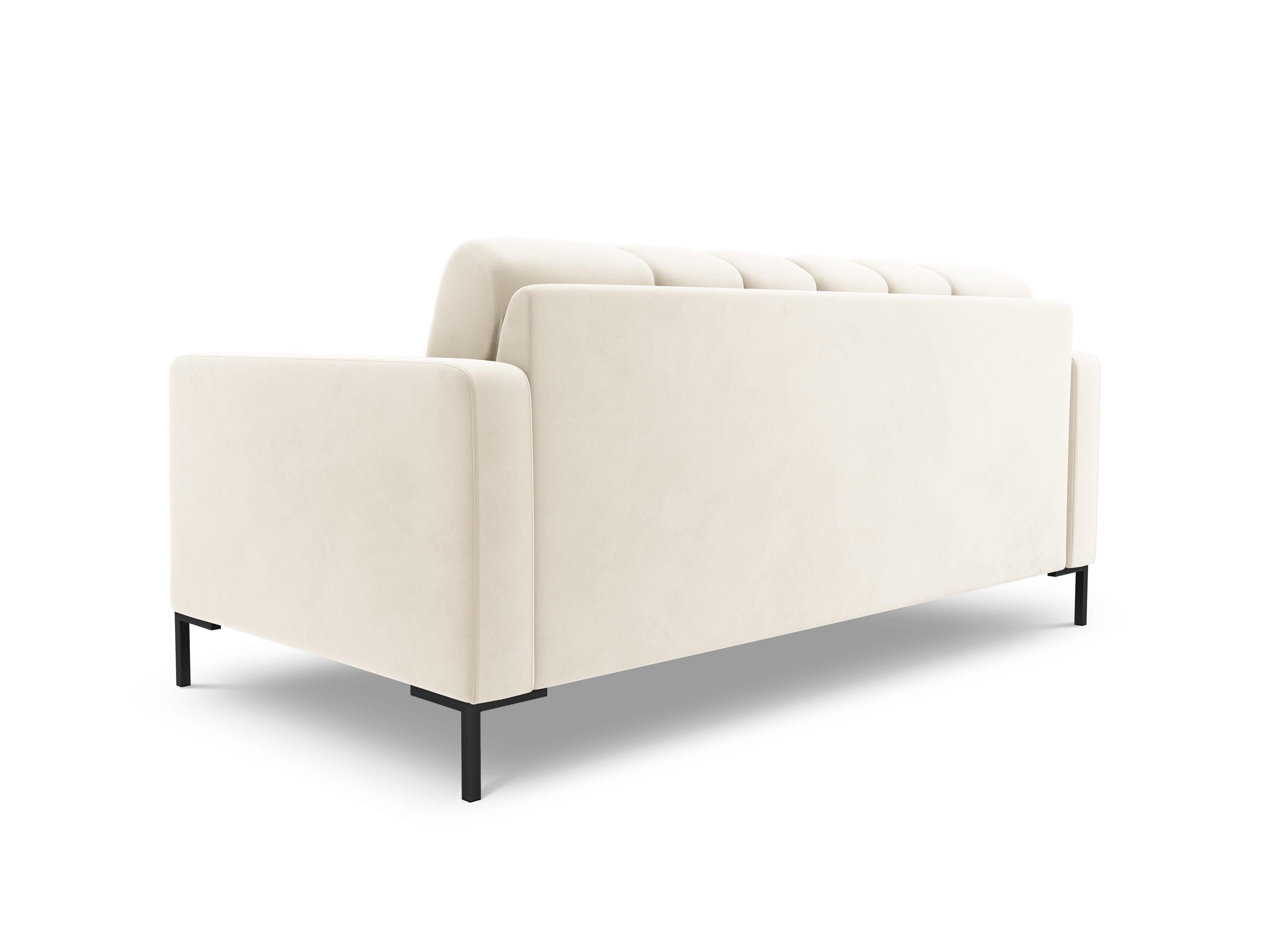 Sofa aksamitna 2-osobowa BALI jasnobeżowy z czarną podstawą Cosmopolitan Design Eye on Design