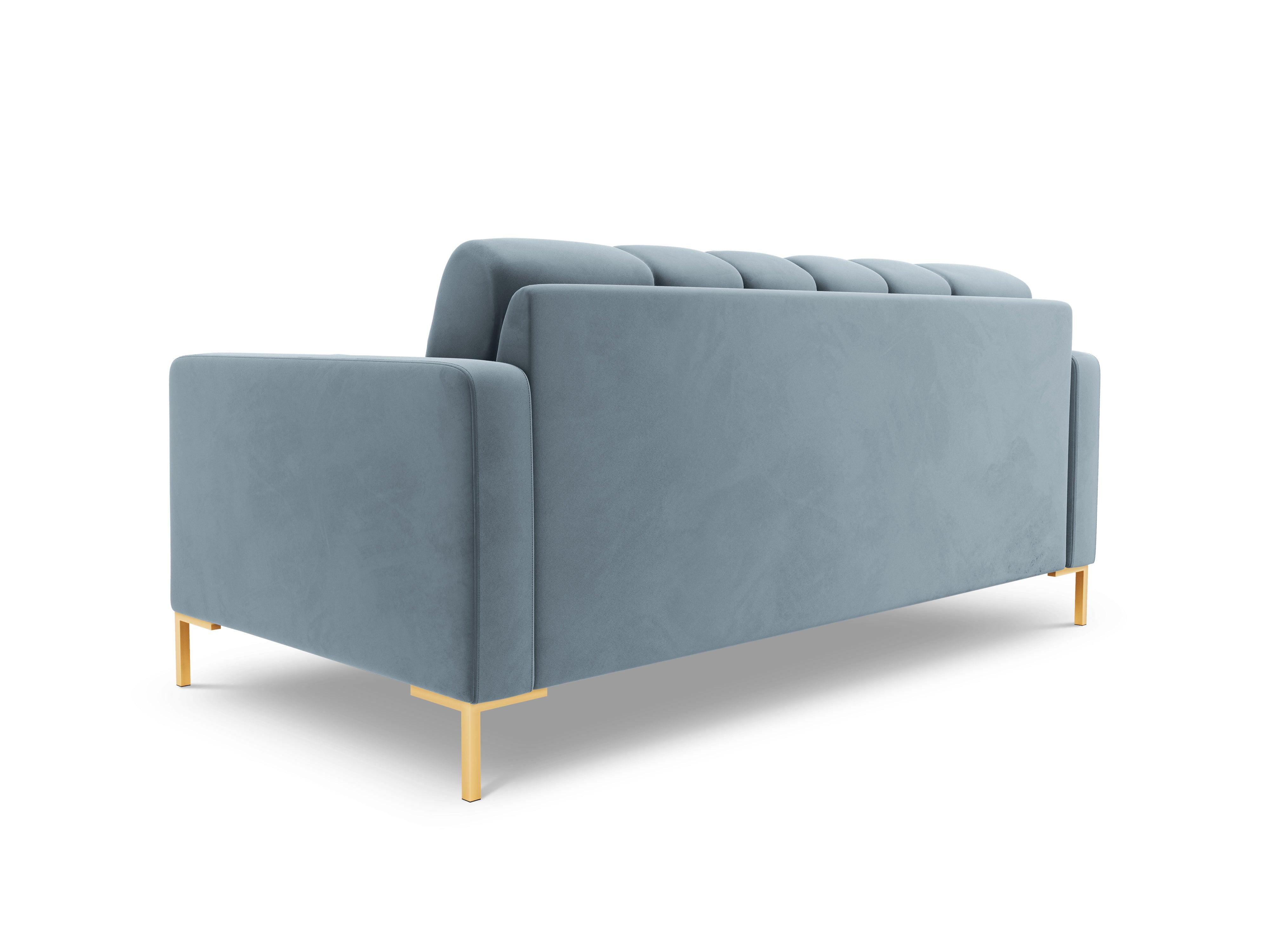 Sofa aksamitna 2-osobowa BALI jasnoniebieski ze złotą podstawą Cosmopolitan Design Eye on Design