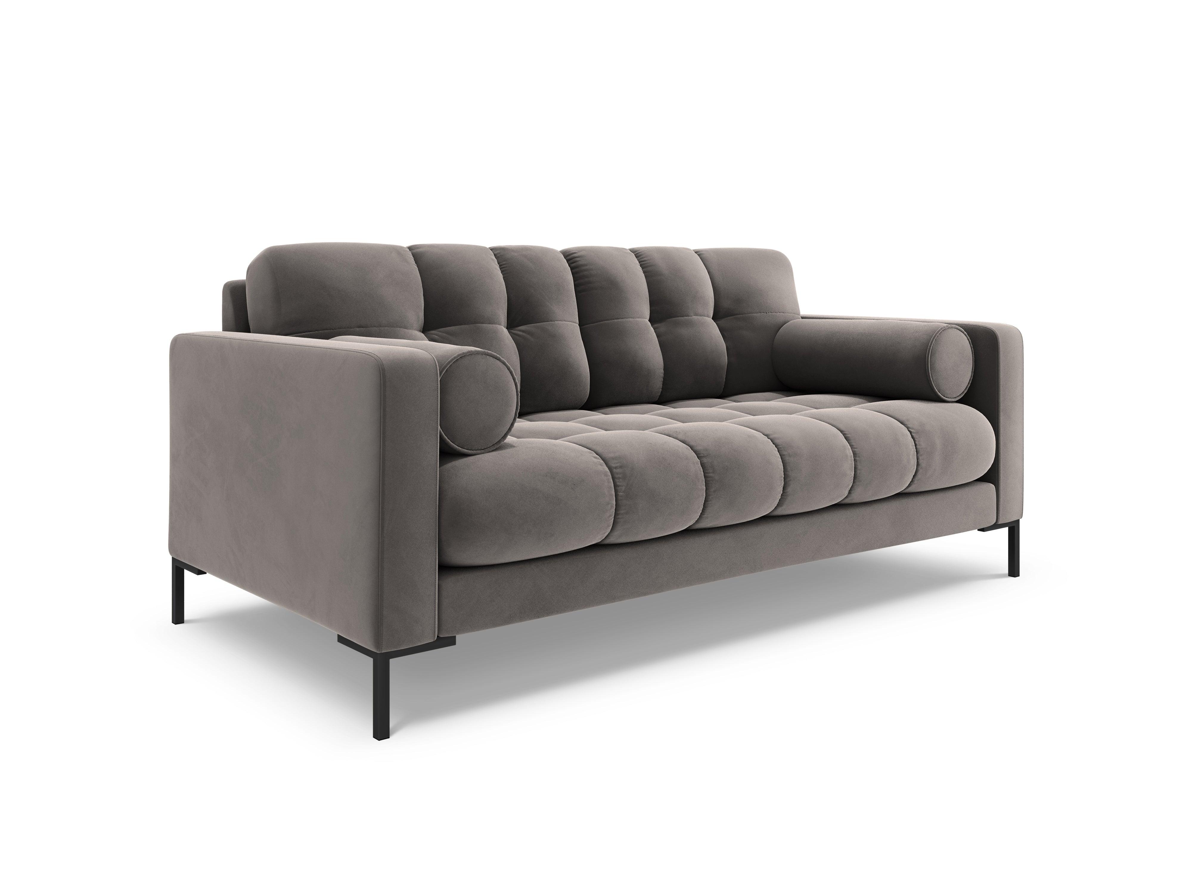 Sofa aksamitna 2-osobowa BALI jasnoszary z czarną podstawą Cosmopolitan Design Eye on Design