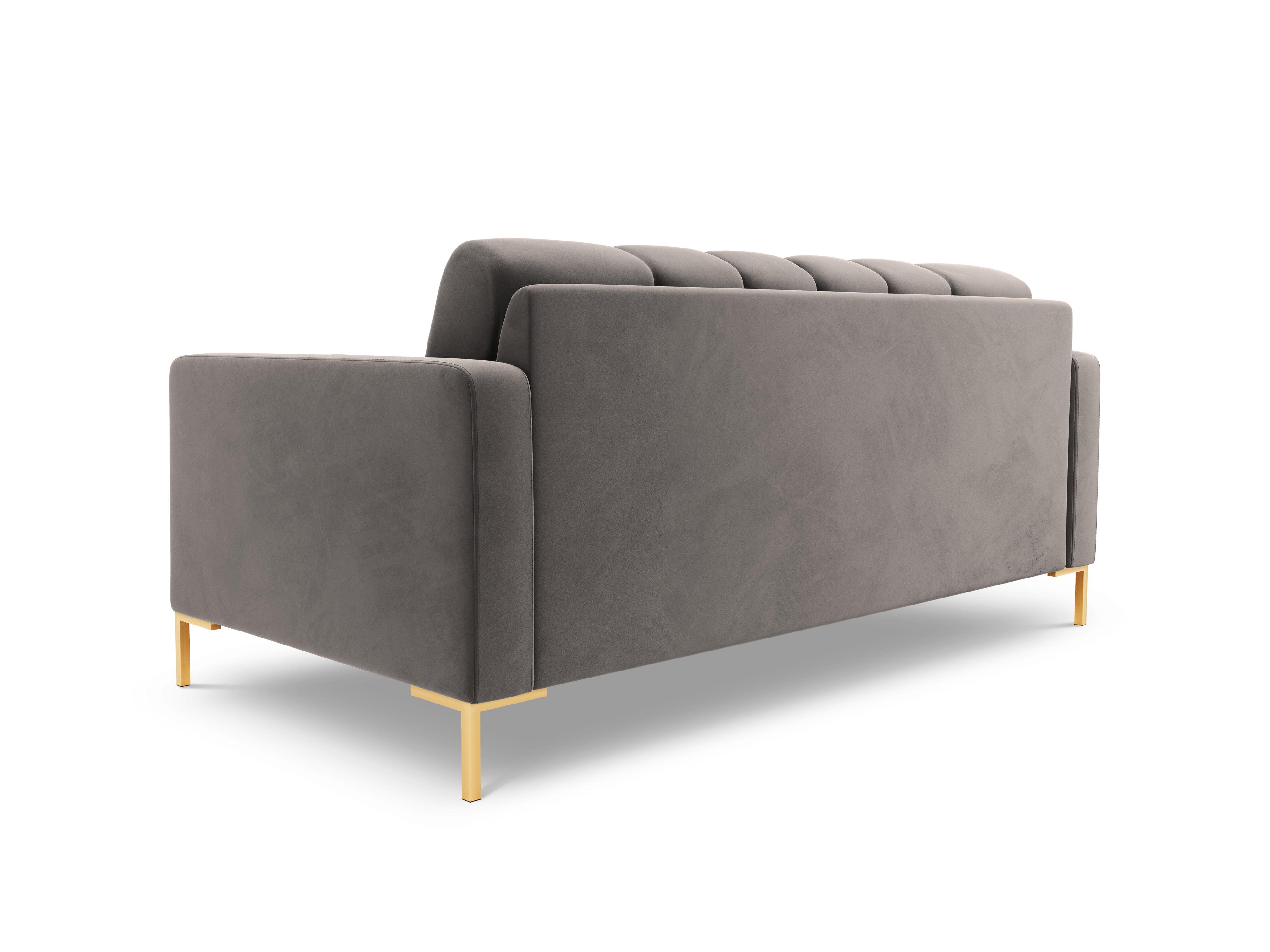 Sofa aksamitna 2-osobowa BALI jasnoszary ze złotą podstawą Cosmopolitan Design Eye on Design