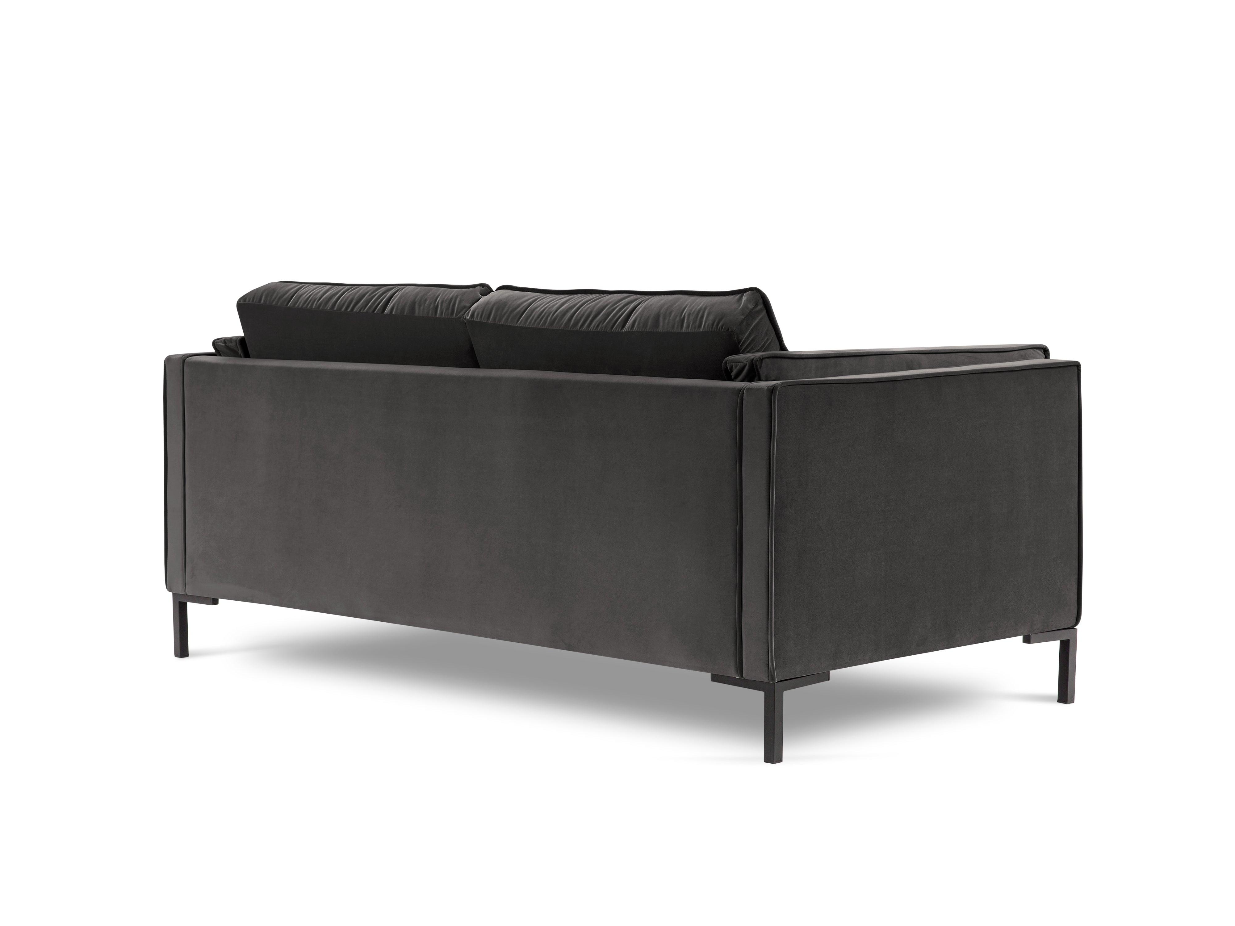 Sofa aksamitna 2-osobowa LUIS ciemnoszary z czarną podstawą Milo Casa Eye on Design