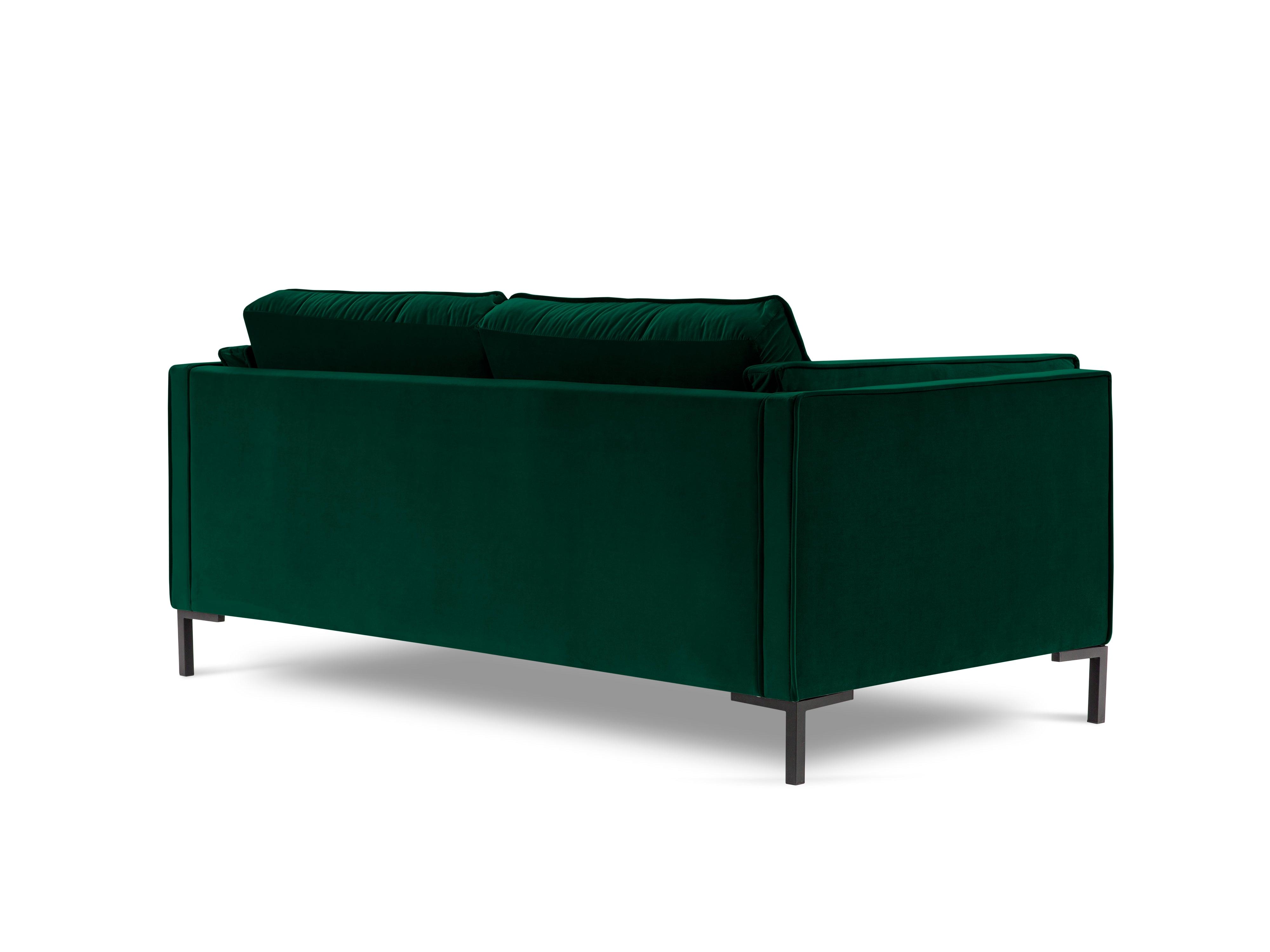 Sofa aksamitna 2-osobowa LUIS zieleń butelkowa z czarną podstawą Milo Casa Eye on Design