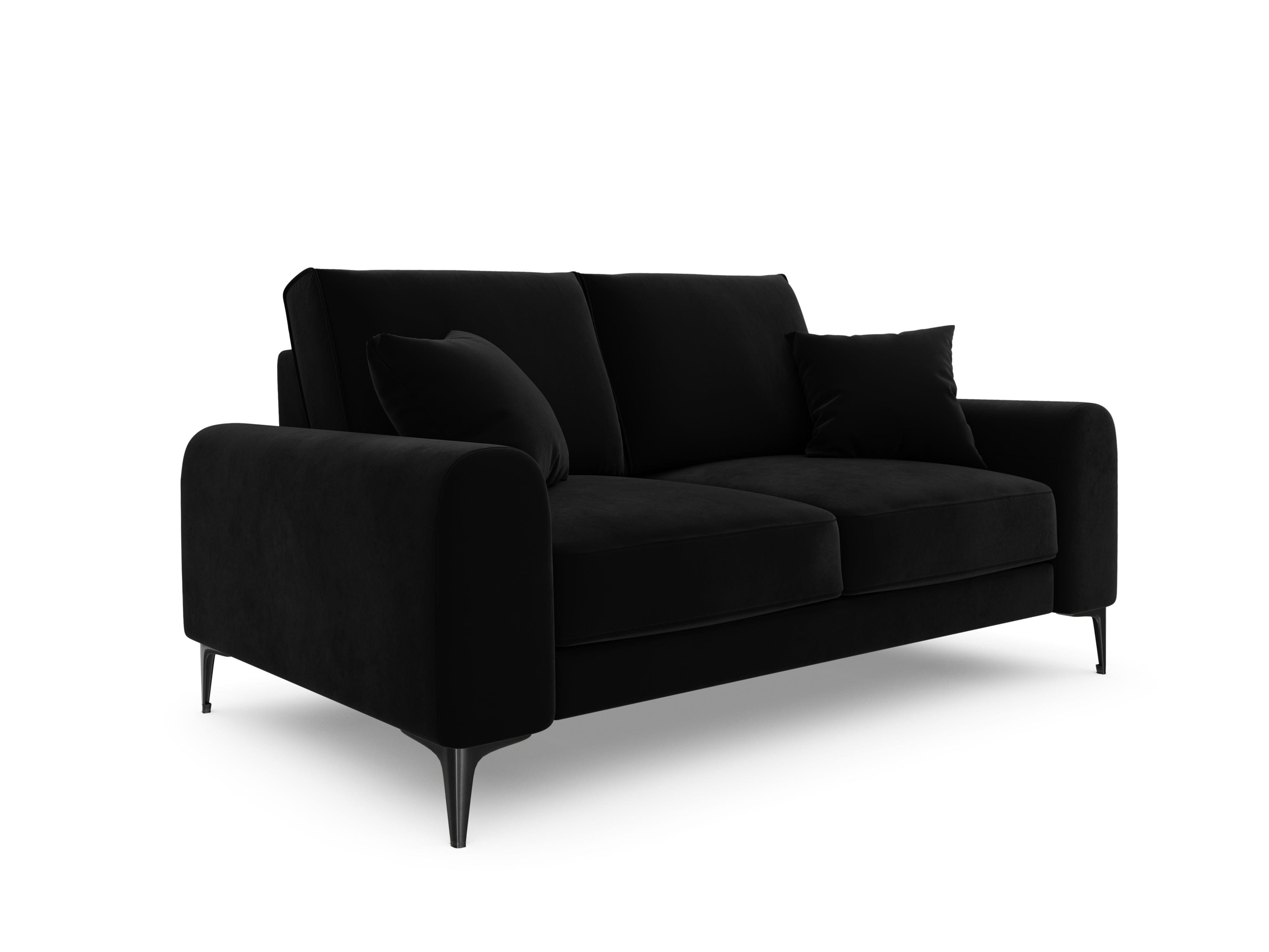 Sofa aksamitna 2-osobowa MADARA czarny z czarną podstawą Mazzini Sofas Eye on Design