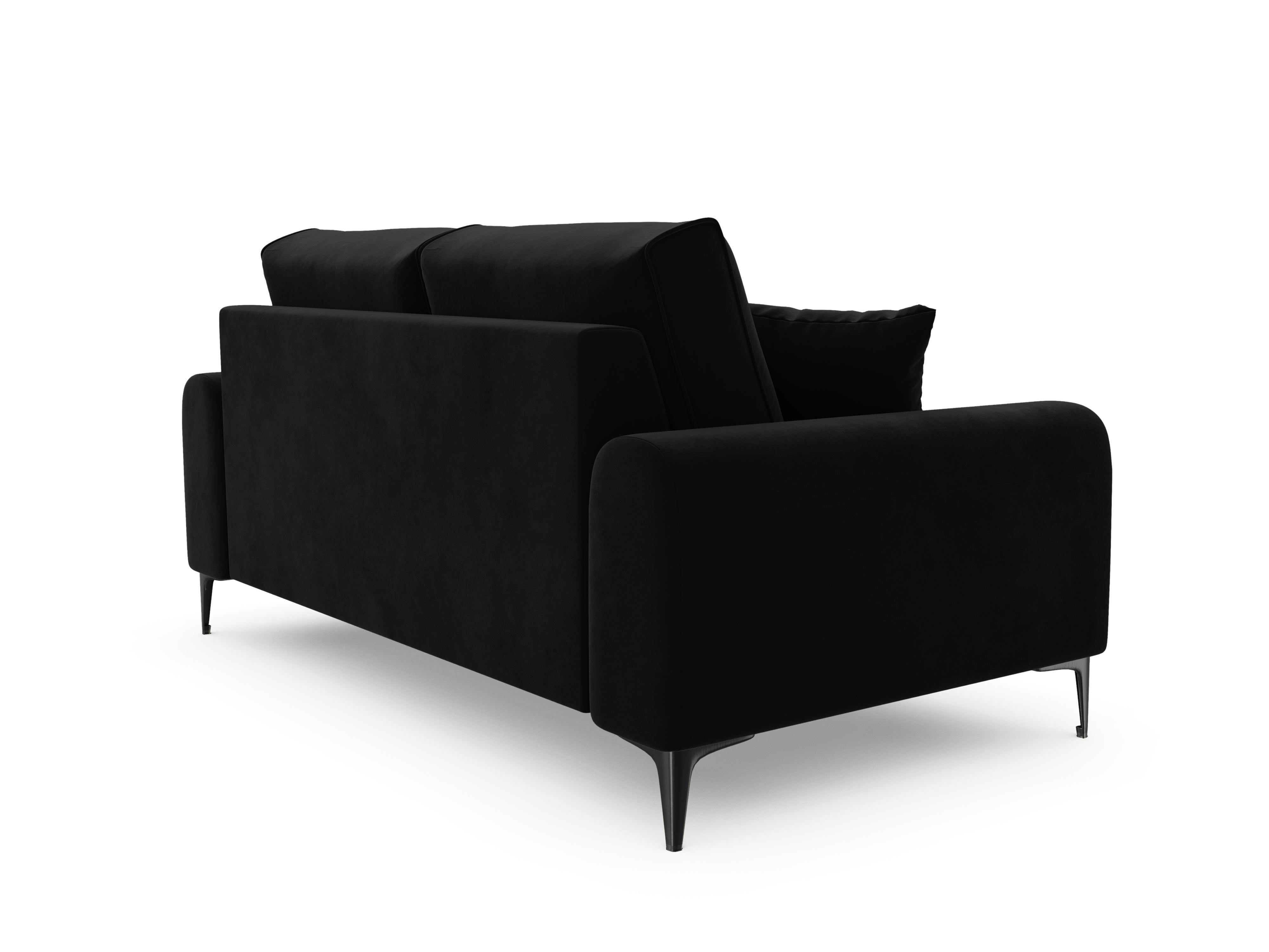 Sofa aksamitna 2-osobowa MADARA czarny z czarną podstawą Mazzini Sofas Eye on Design