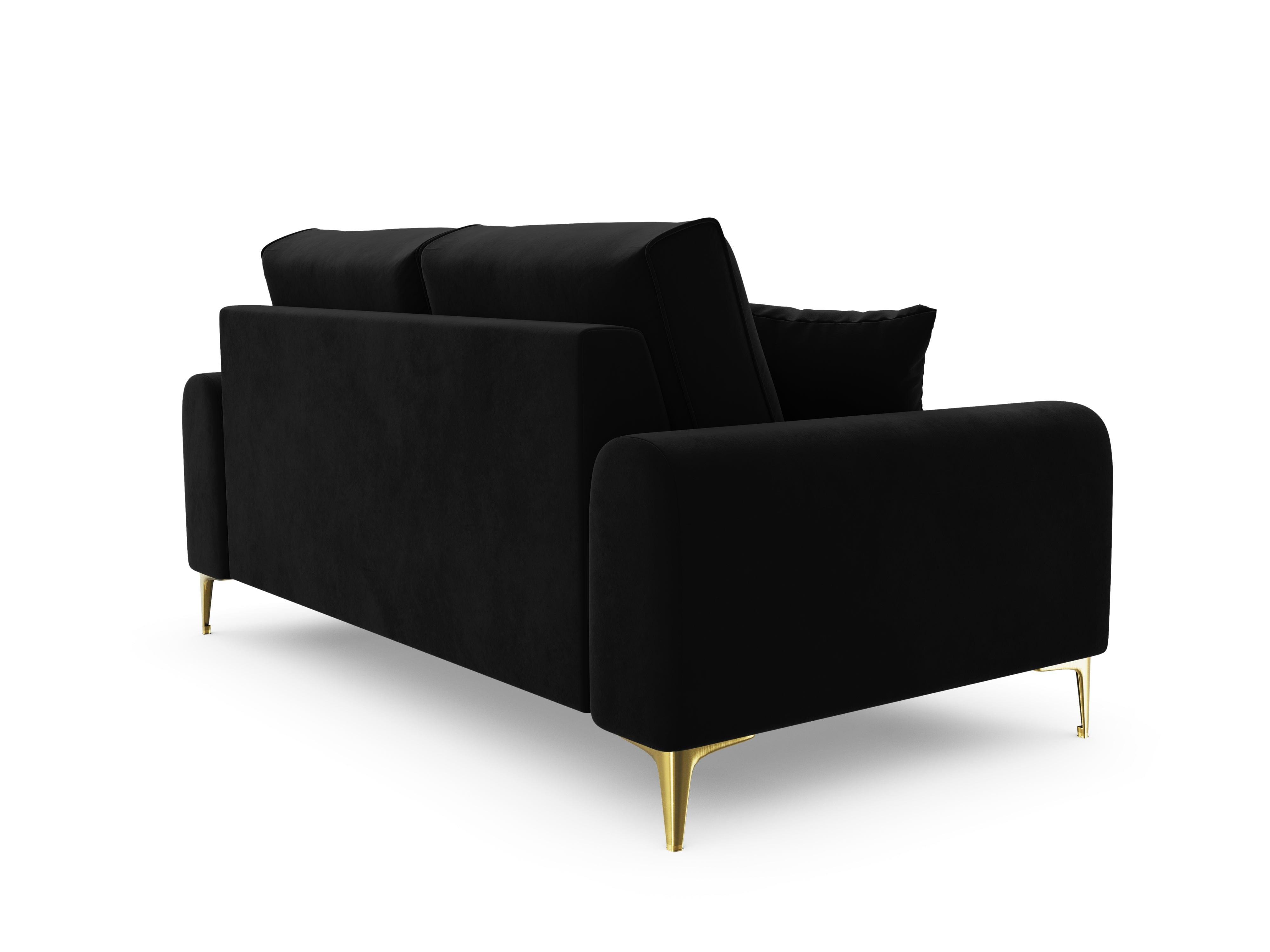 Sofa aksamitna 2-osobowa MADARA czarny ze złotą podstawą Mazzini Sofas Eye on Design