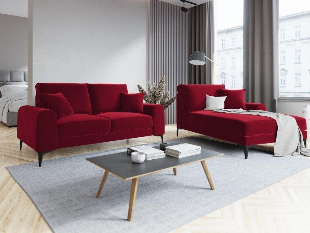 Sofa aksamitna 2-osobowa MADARA czerwony z czarną podstawą Mazzini Sofas Eye on Design
