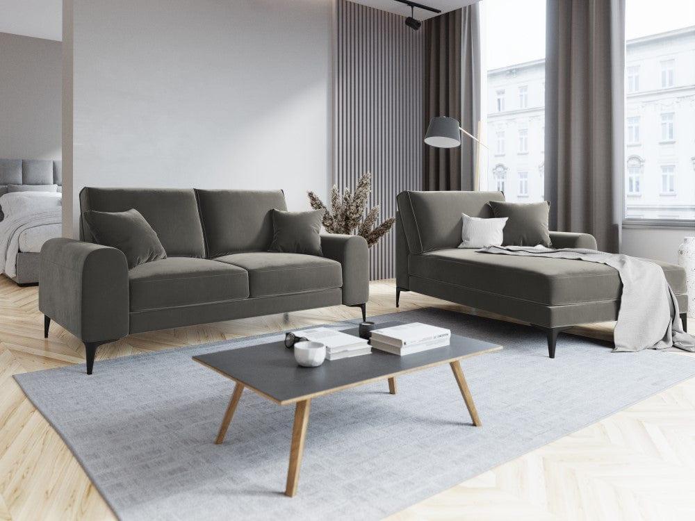 Sofa aksamitna 2-osobowa MADARA szary z czarną podstawą Mazzini Sofas Eye on Design