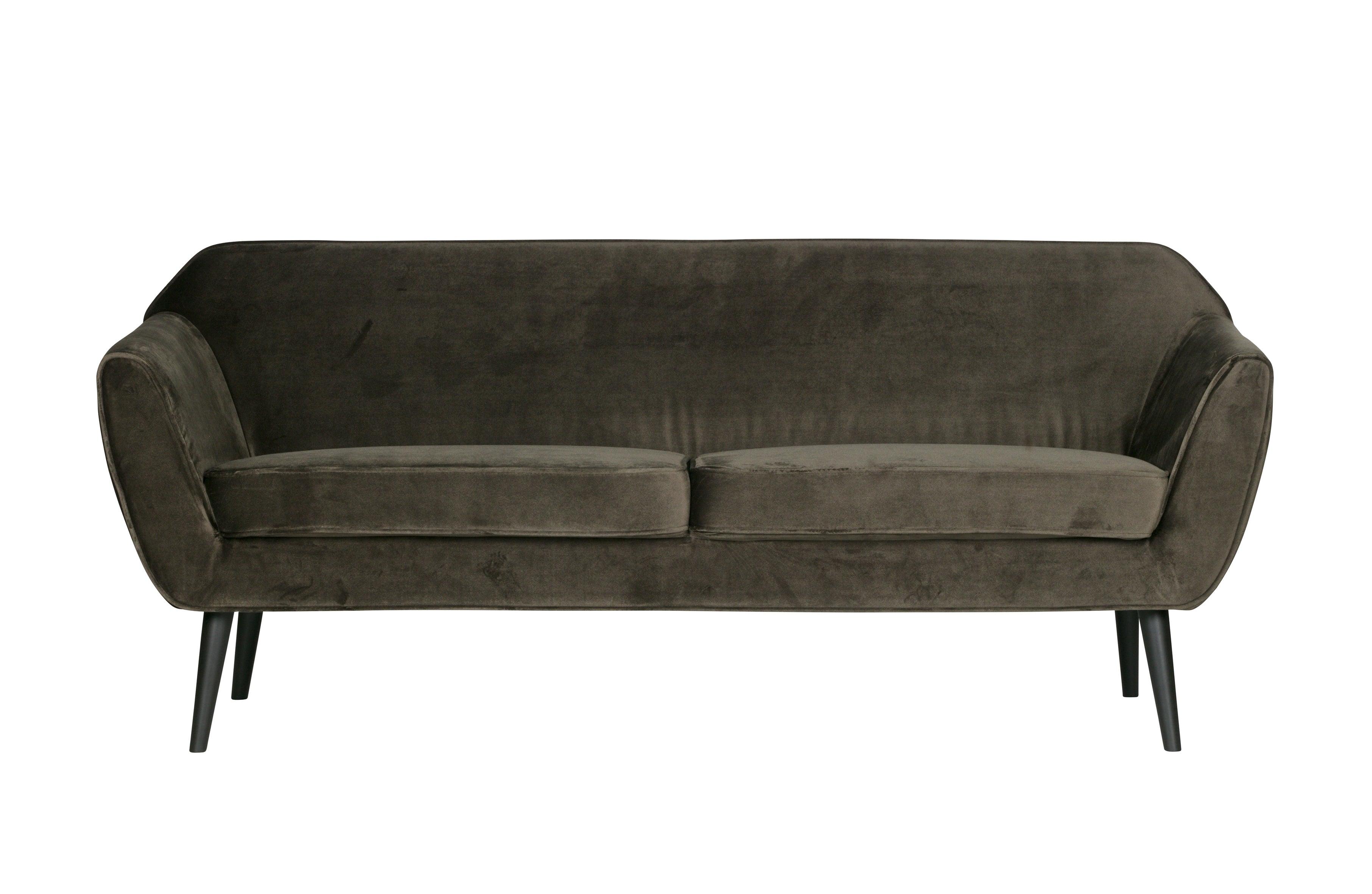 Sofa aksamitna 2,5-osobowa ROCCO oliwkowy Woood Eye on Design