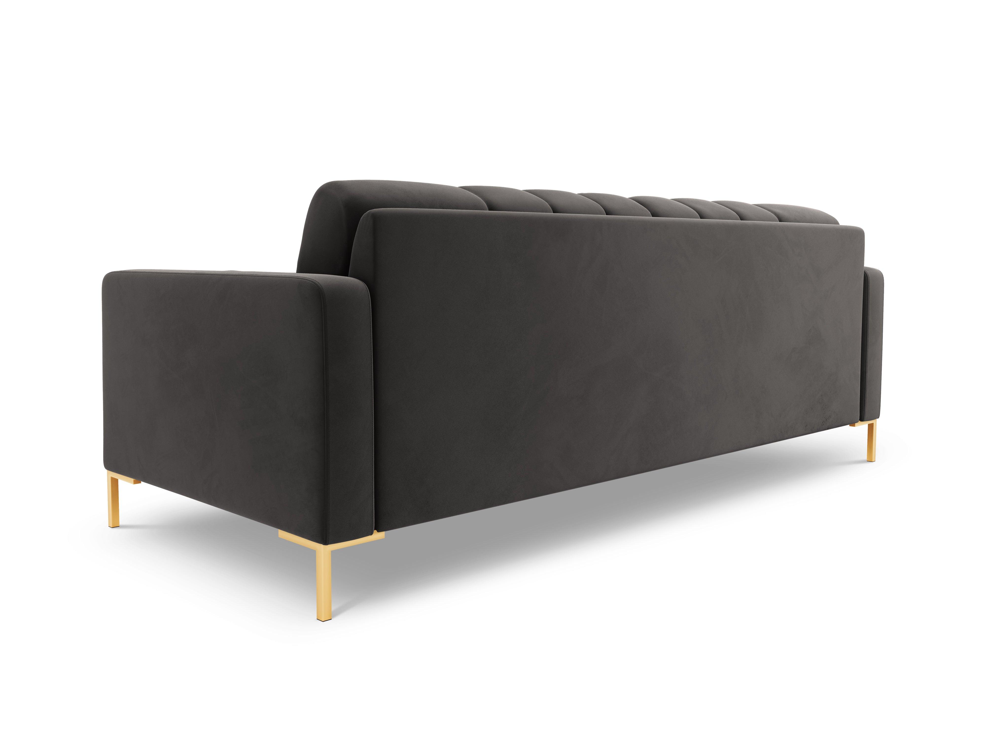 Sofa aksamitna 3-osobowa BALI ciemnoszary ze złotą podstawą Cosmopolitan Design Eye on Design