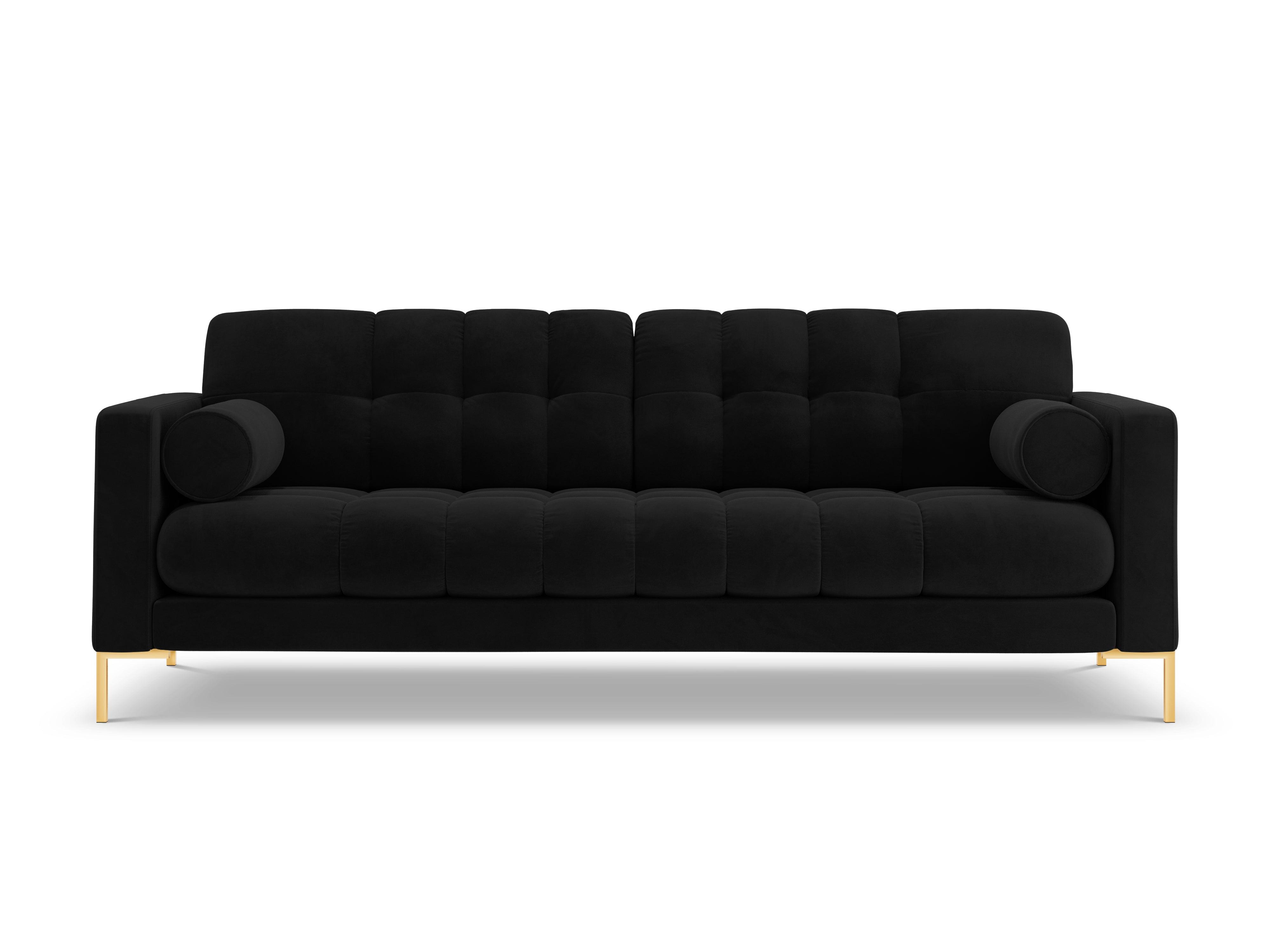 Sofa aksamitna 3-osobowa BALI czarny ze złotą podstawą Cosmopolitan Design Eye on Design
