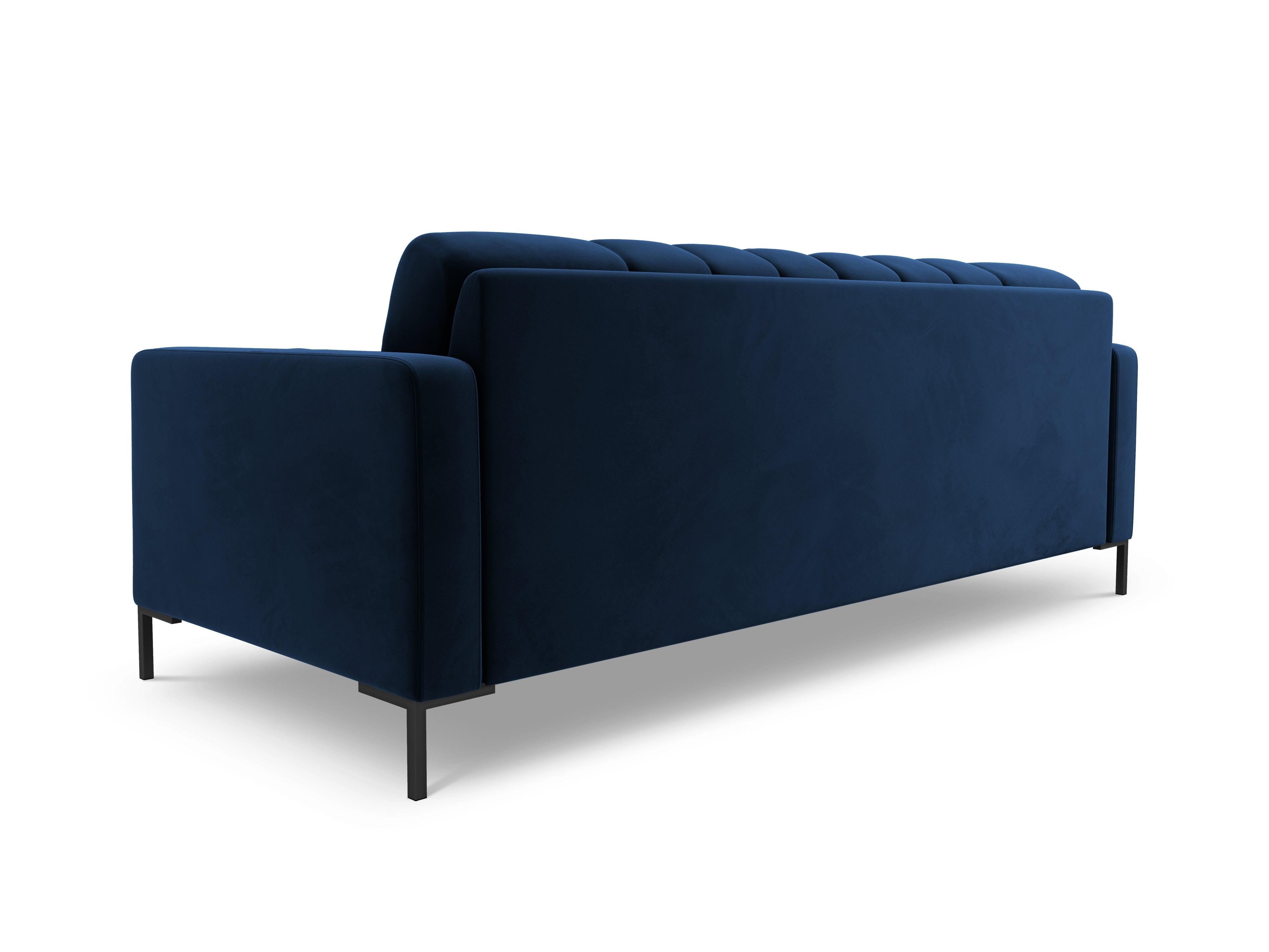 Sofa aksamitna 3-osobowa BALI granat królewski z czarną podstawą Cosmopolitan Design Eye on Design