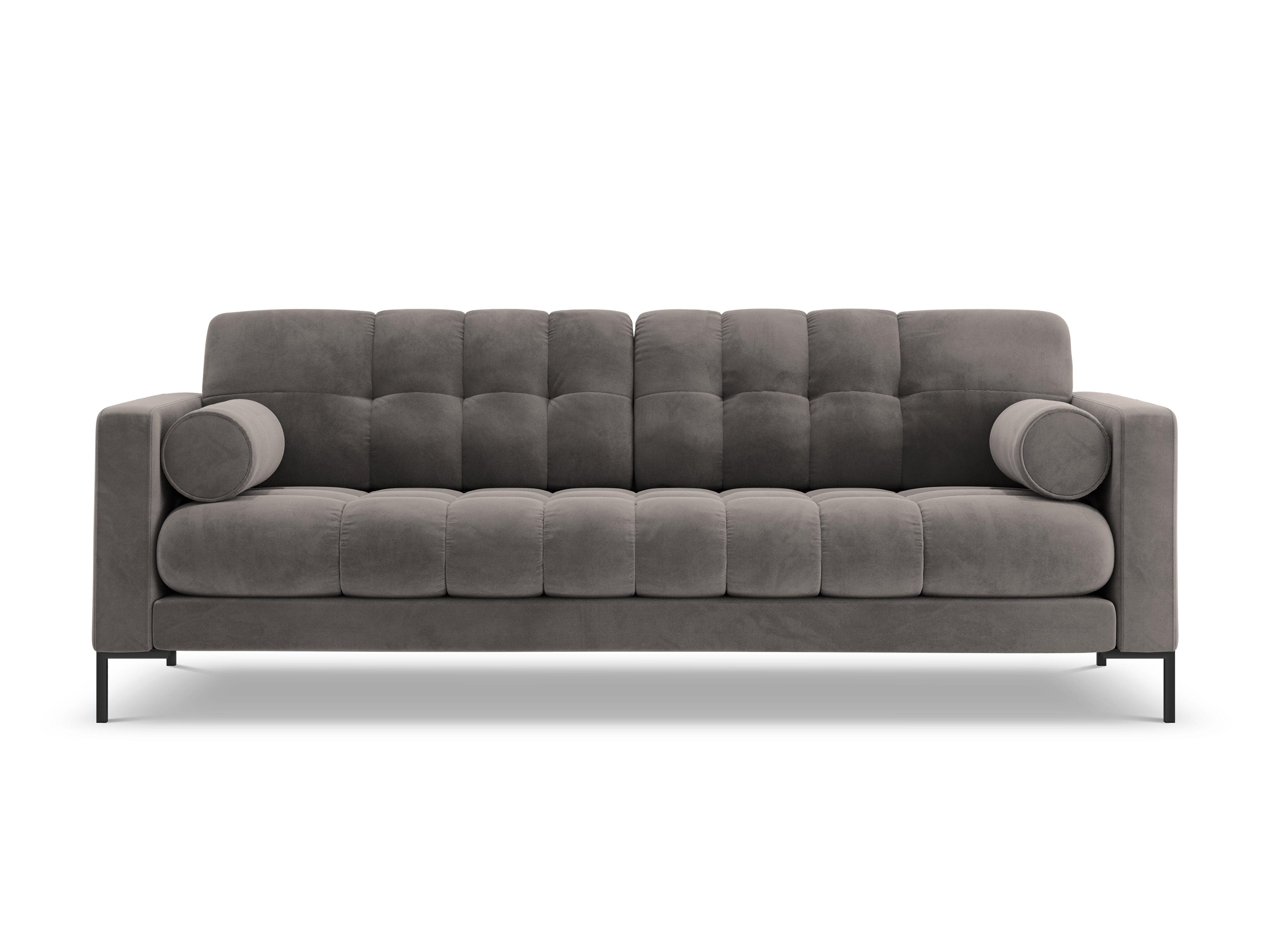 Sofa aksamitna 3-osobowa BALI jasnoszary z czarną podstawą Cosmopolitan Design Eye on Design