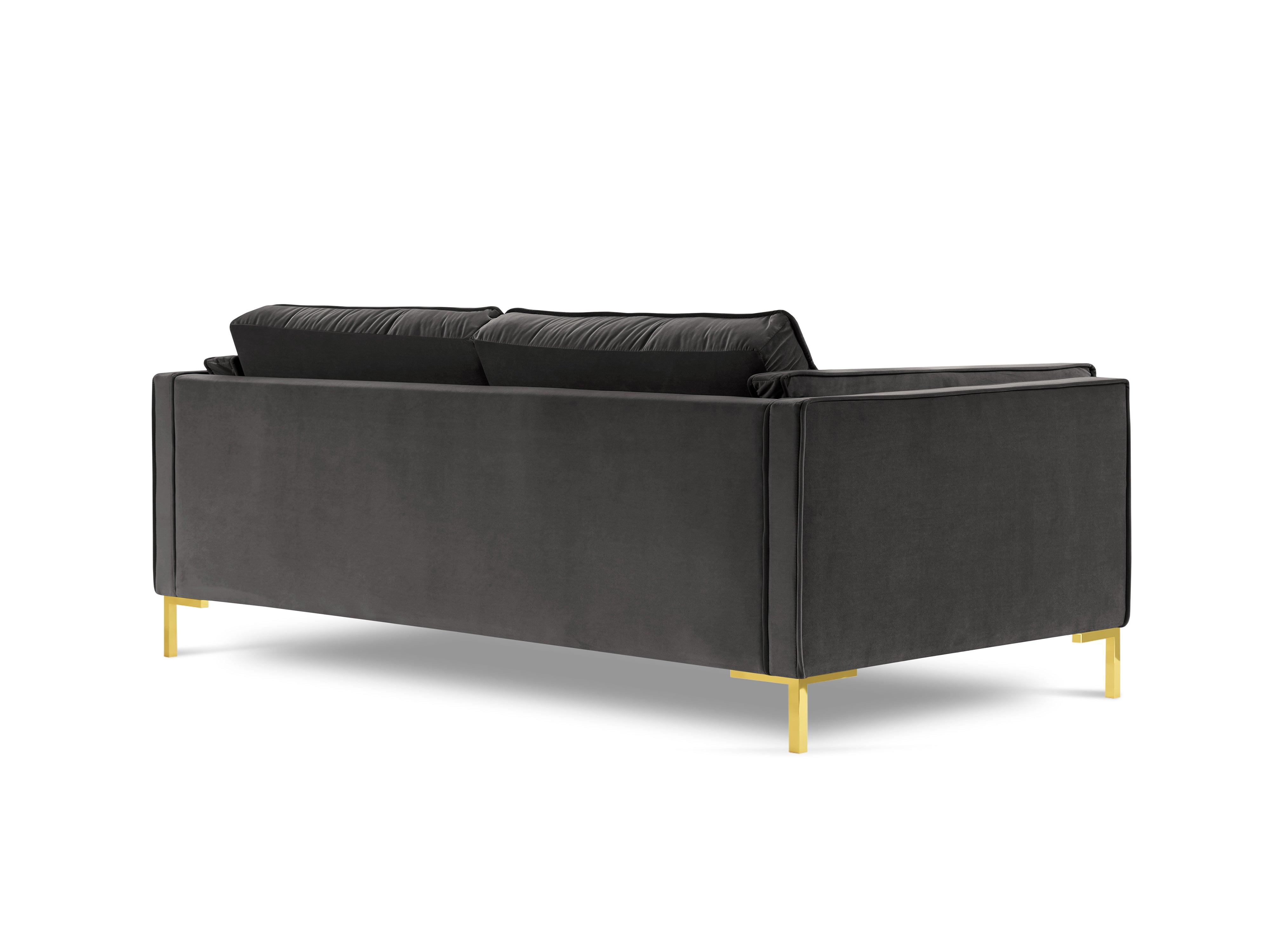 Sofa aksamitna 3-osobowa LUIS ciemnoszary ze złotą podstawą Milo Casa Eye on Design