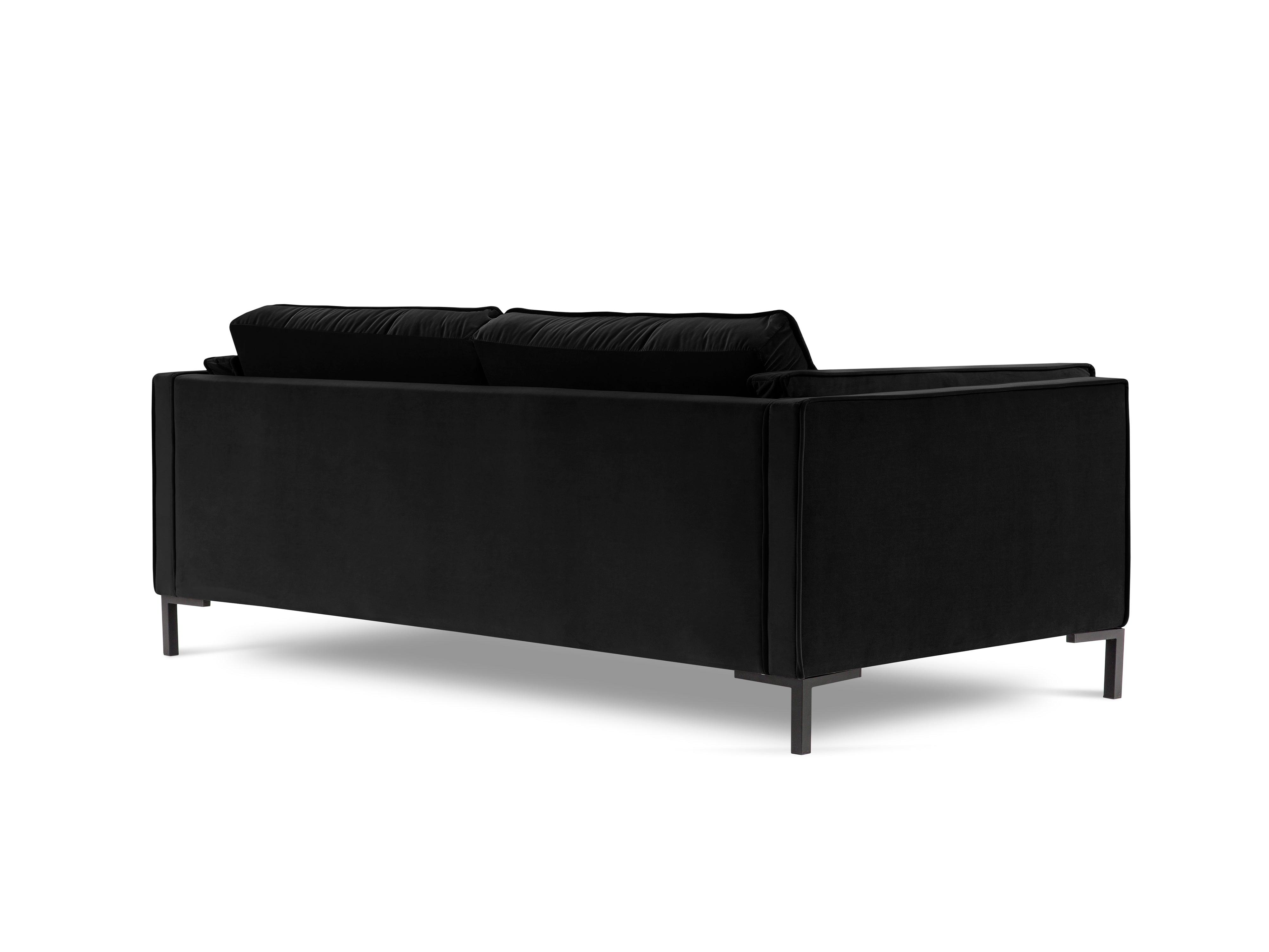 Sofa aksamitna 3-osobowa LUIS czarny z czarną podstawą Milo Casa Eye on Design