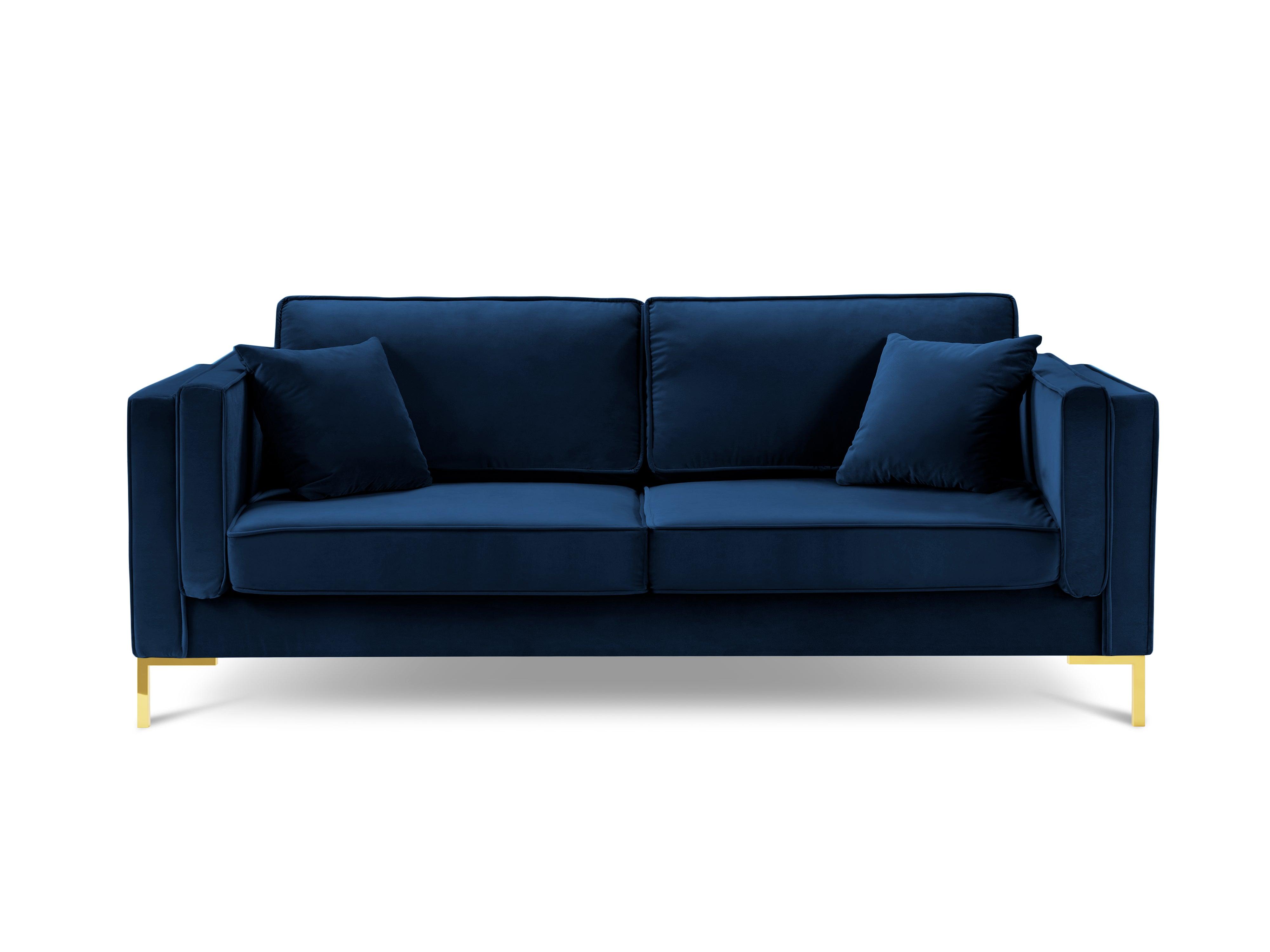 Sofa aksamitna 3-osobowa LUIS granat królewski ze złotą podstawą Milo Casa Eye on Design