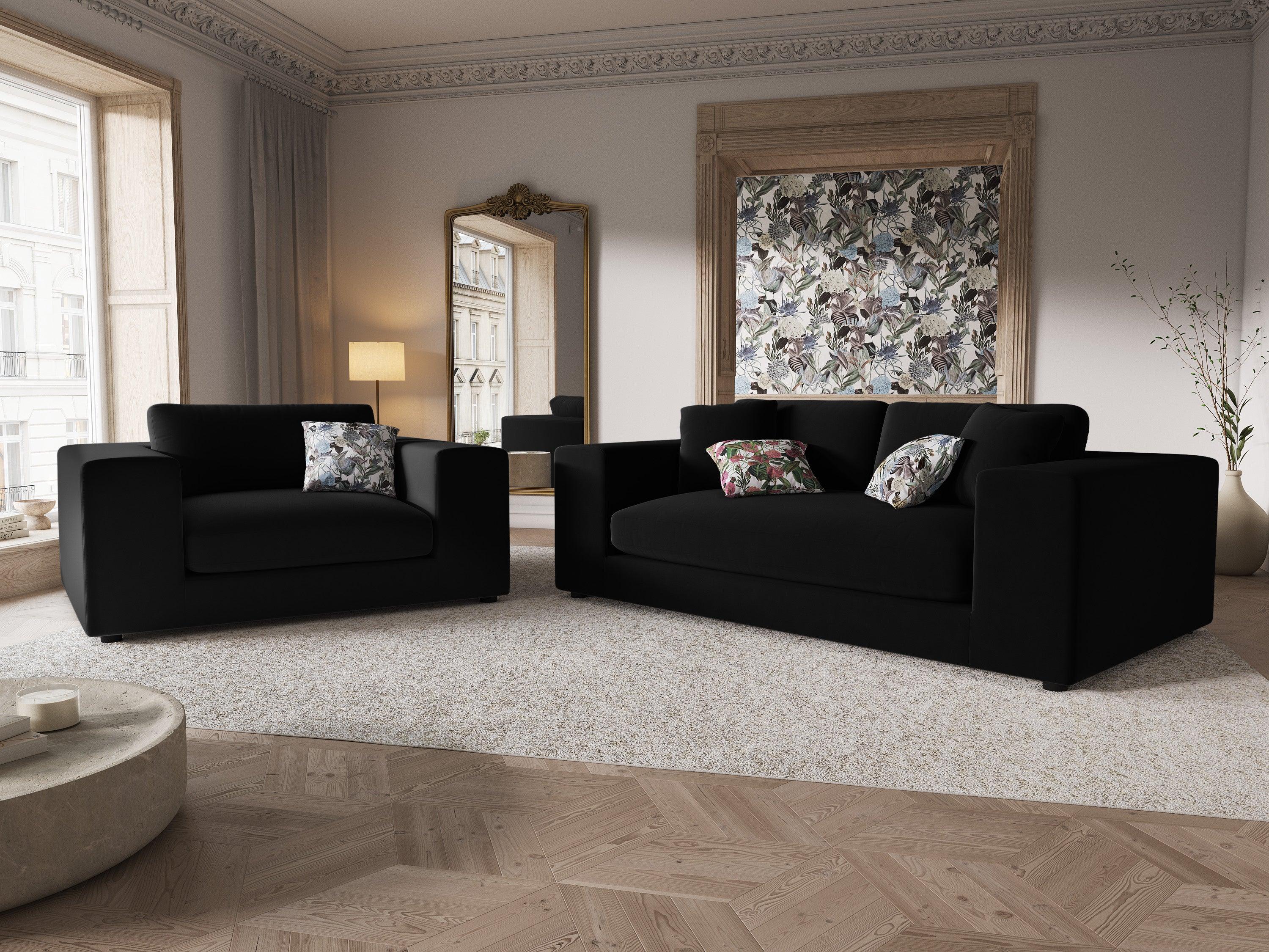 Sofa aksamitna 3-osobowa TENDANCE czarny CXL by Christian Lacroix Eye on Design