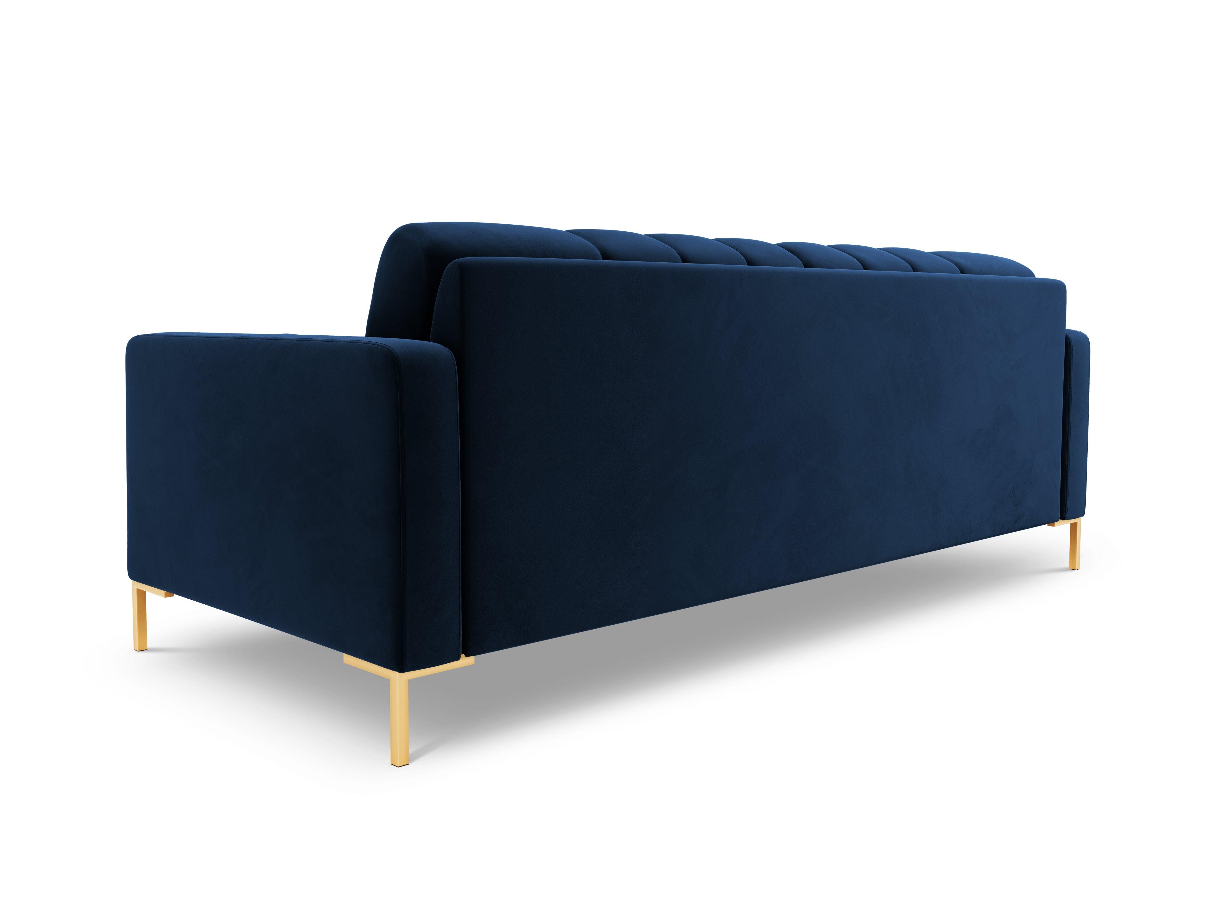 Sofa aksamitna 4-osobowa BALI granat królewski ze złotą podstawą Cosmopolitan Design Eye on Design