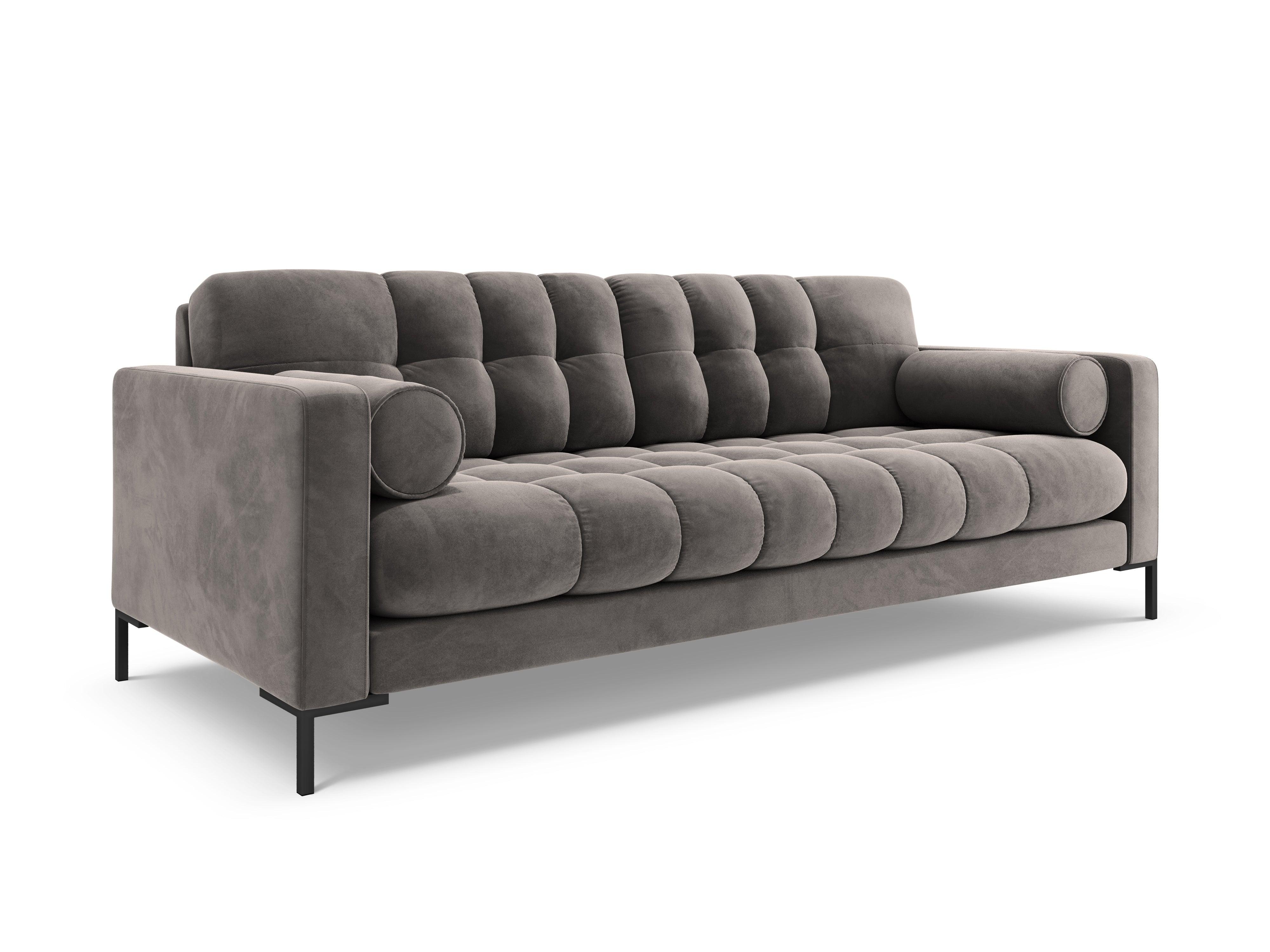Sofa aksamitna 4-osobowa BALI jasnoszary z czarną podstawą Cosmopolitan Design Eye on Design
