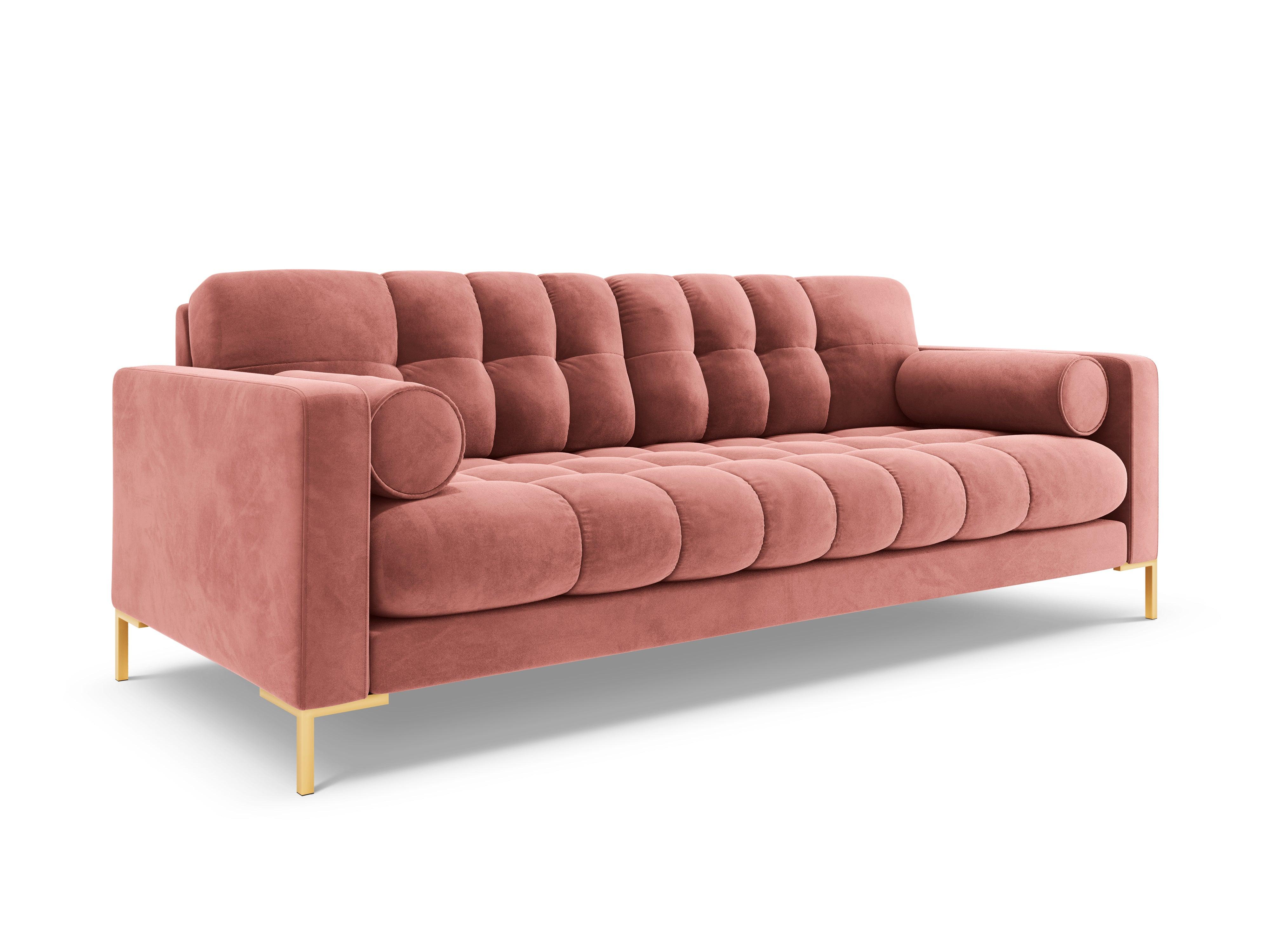 Sofa aksamitna 4-osobowa BALI różowy ze złotą podstawą Cosmopolitan Design Eye on Design